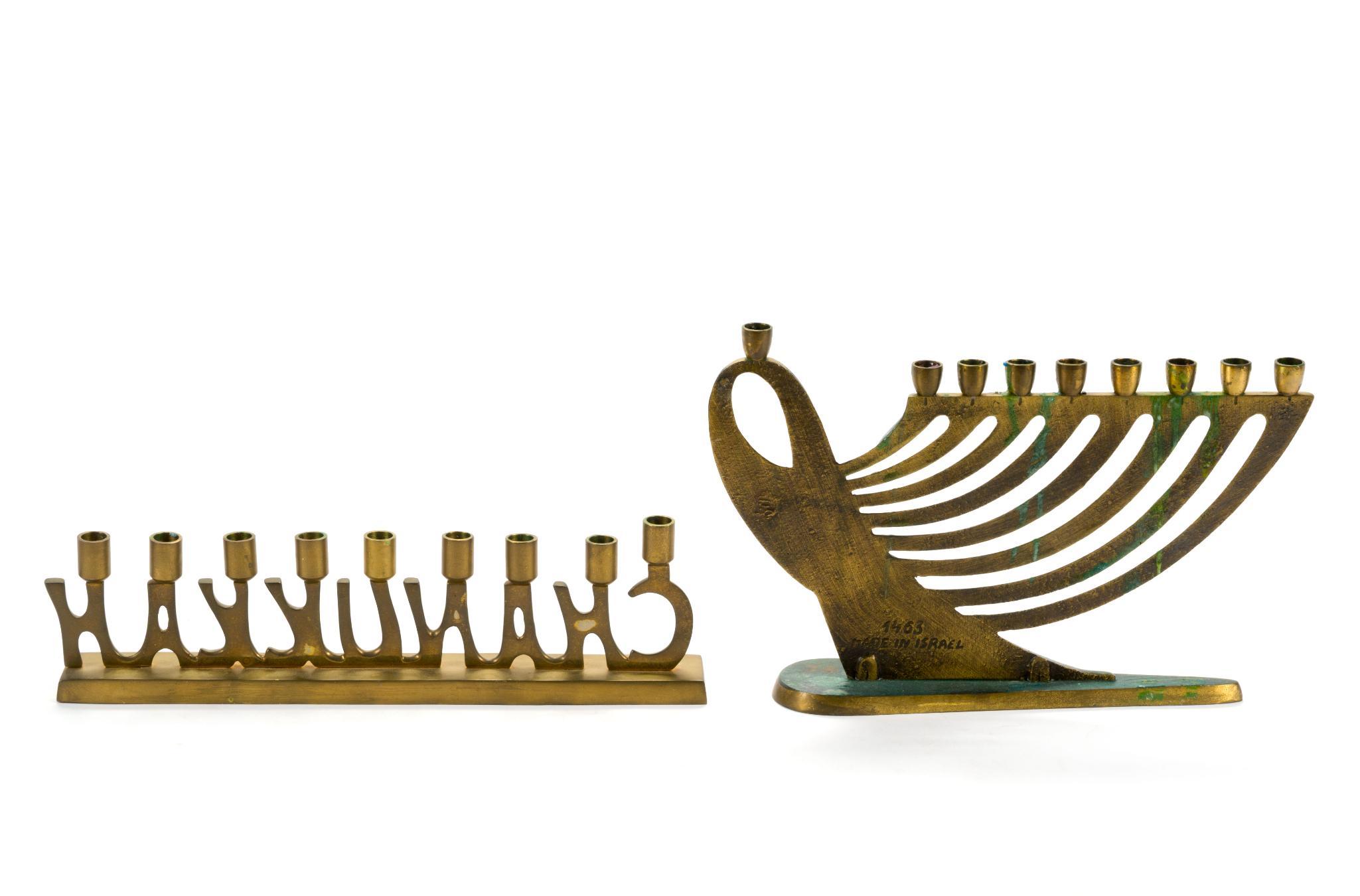 3 Menorahs & 3 Jewish Decorations