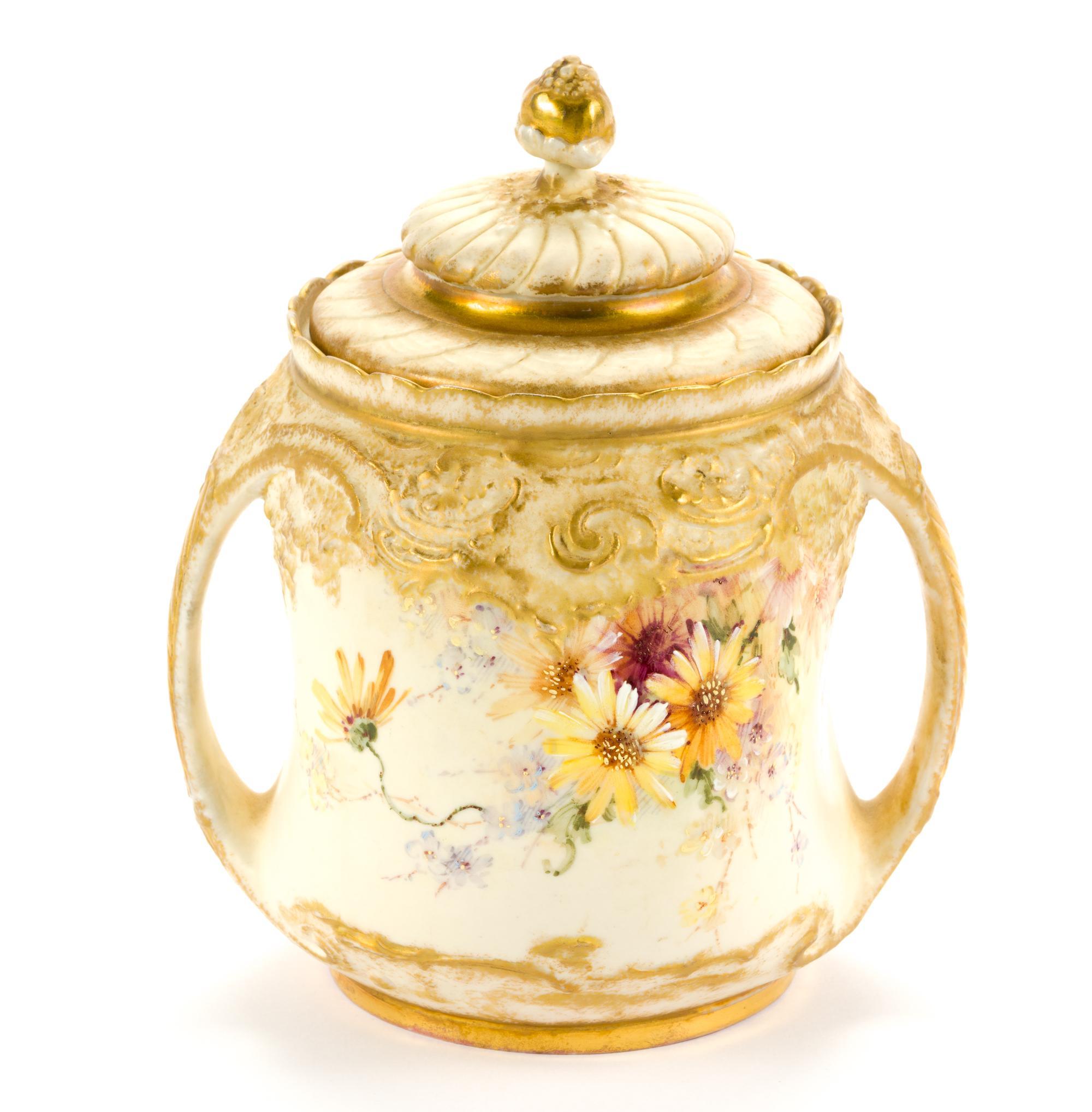 Porcelain Biscuit Jar and Cabinet Vase