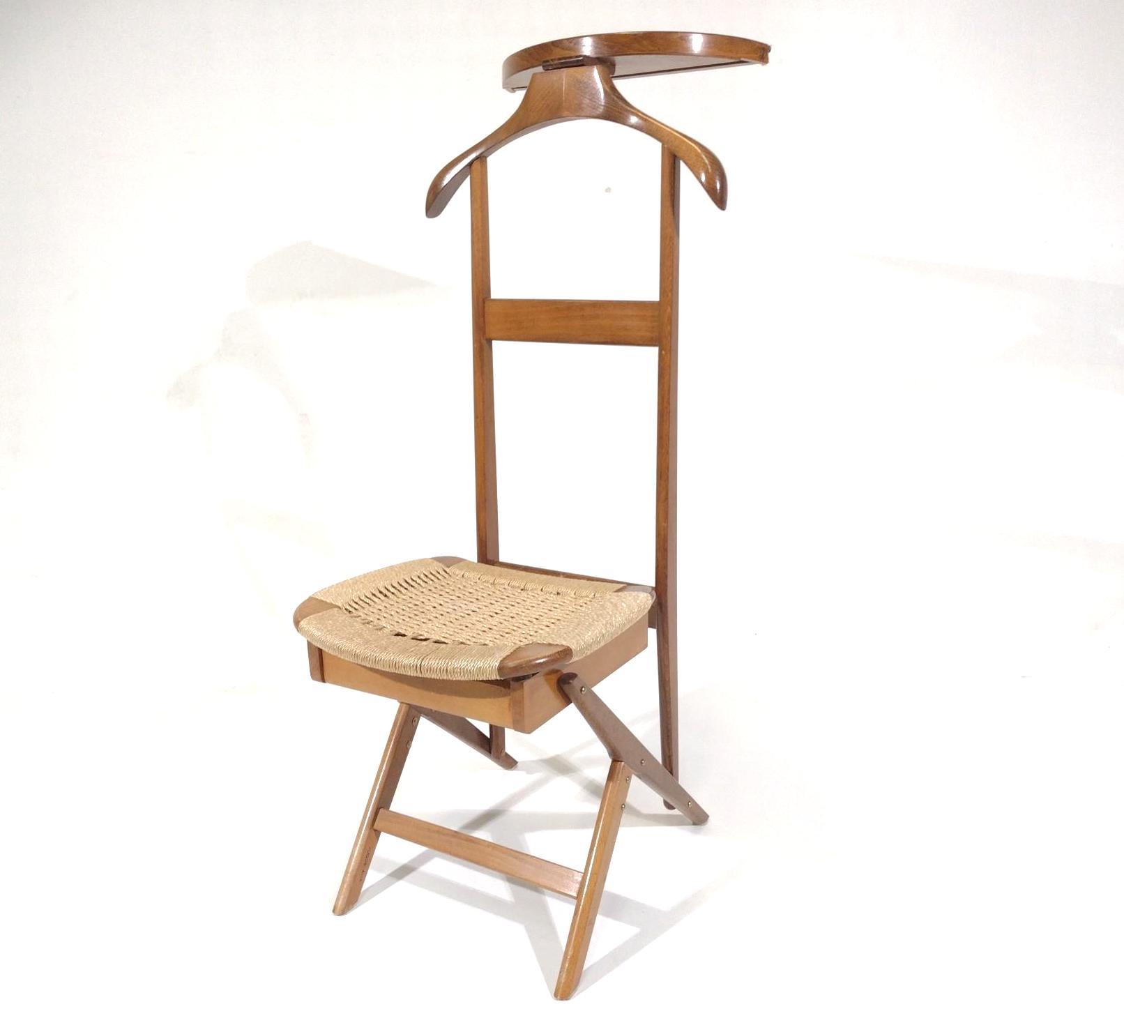 MCM Wicker Seat Valet Chair