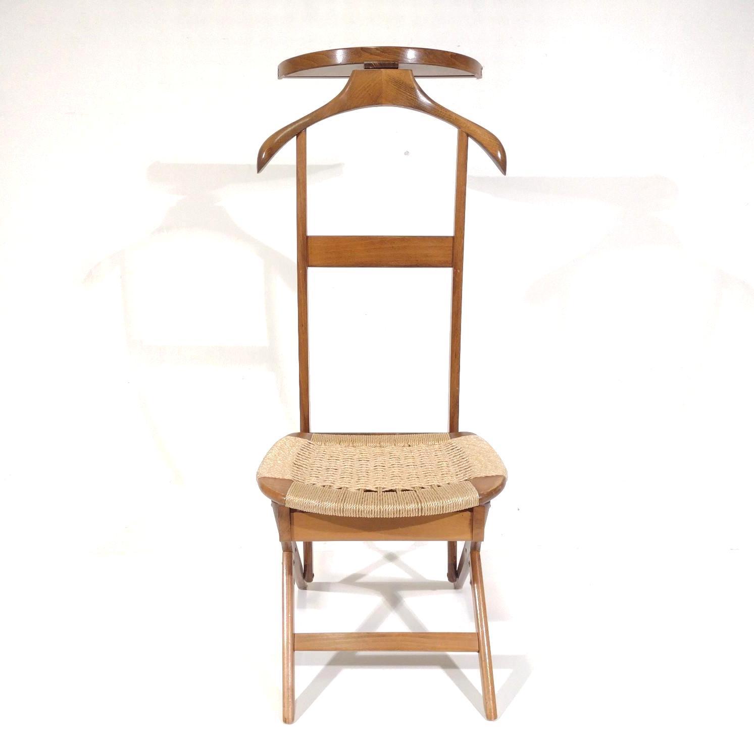 MCM Wicker Seat Valet Chair