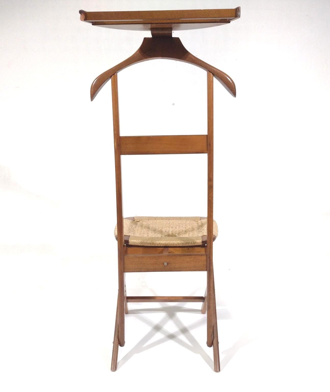 MCM Wicker Seat Valet Chair