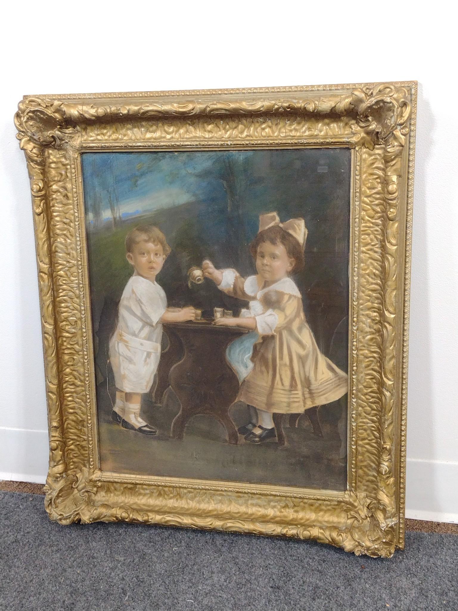 Pastel On Paper Approximately 1920's Framed