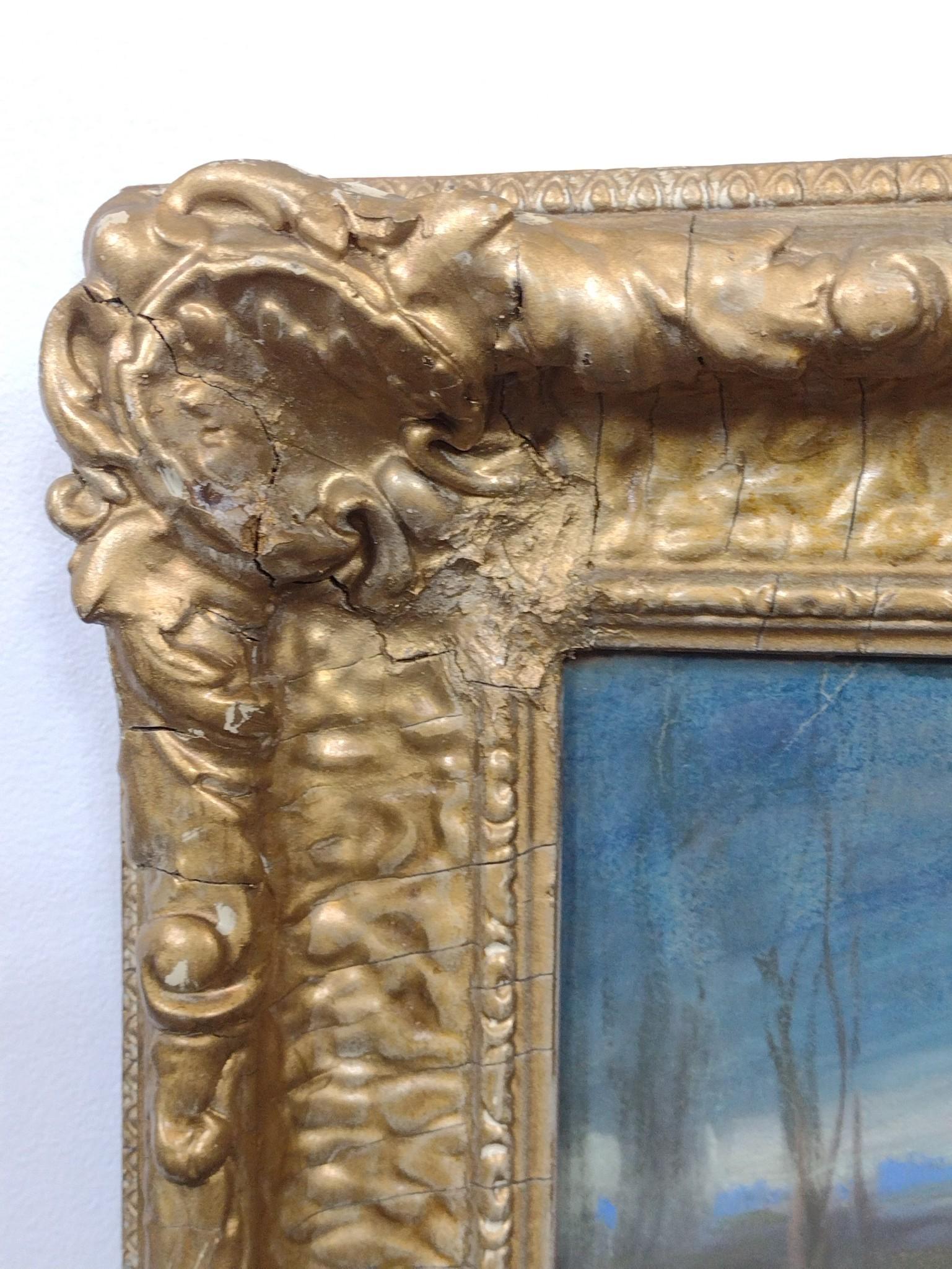 Pastel On Paper Approximately 1920's Framed