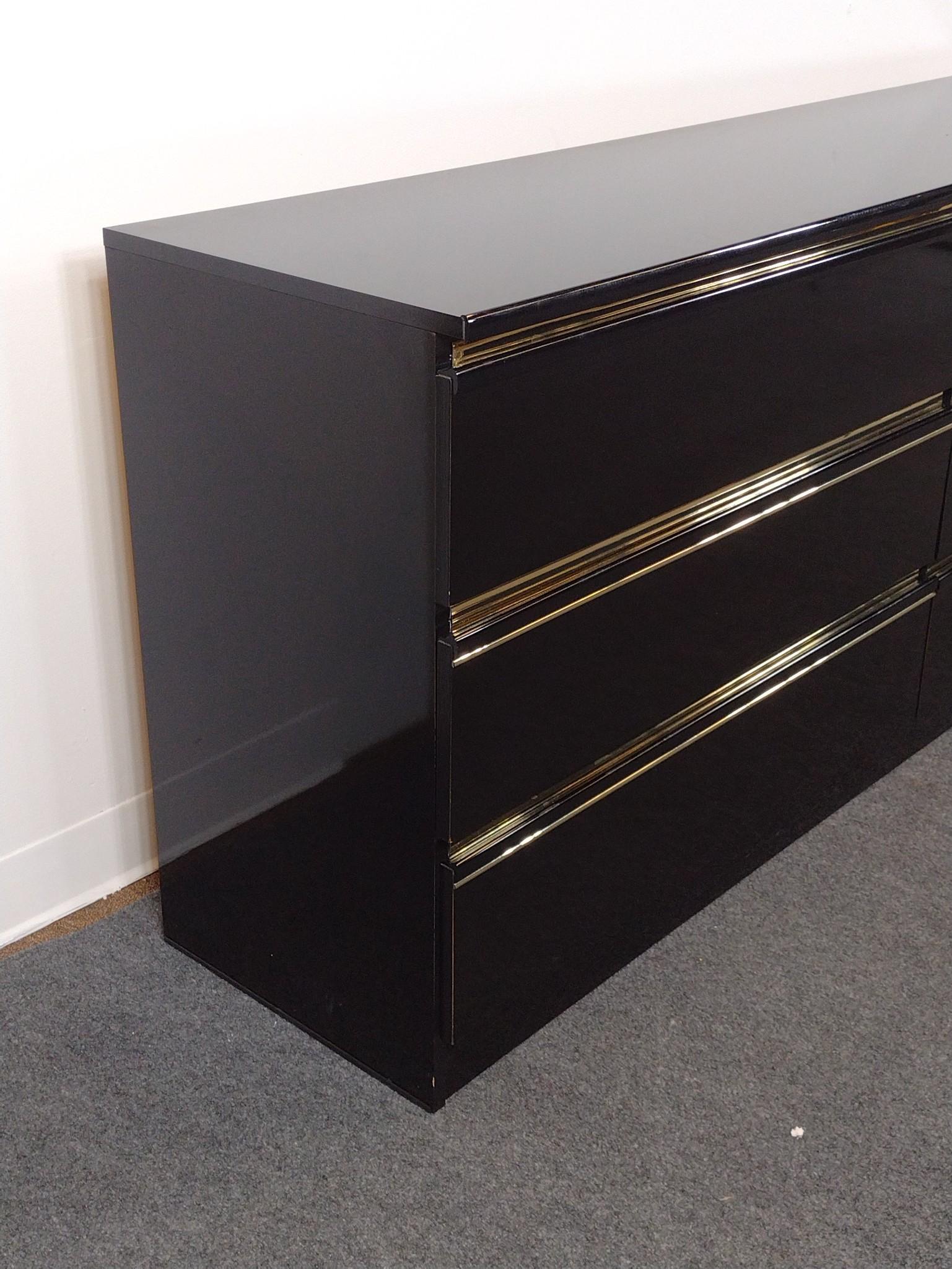 1980s Postmodern Piano Black Bedroom Set