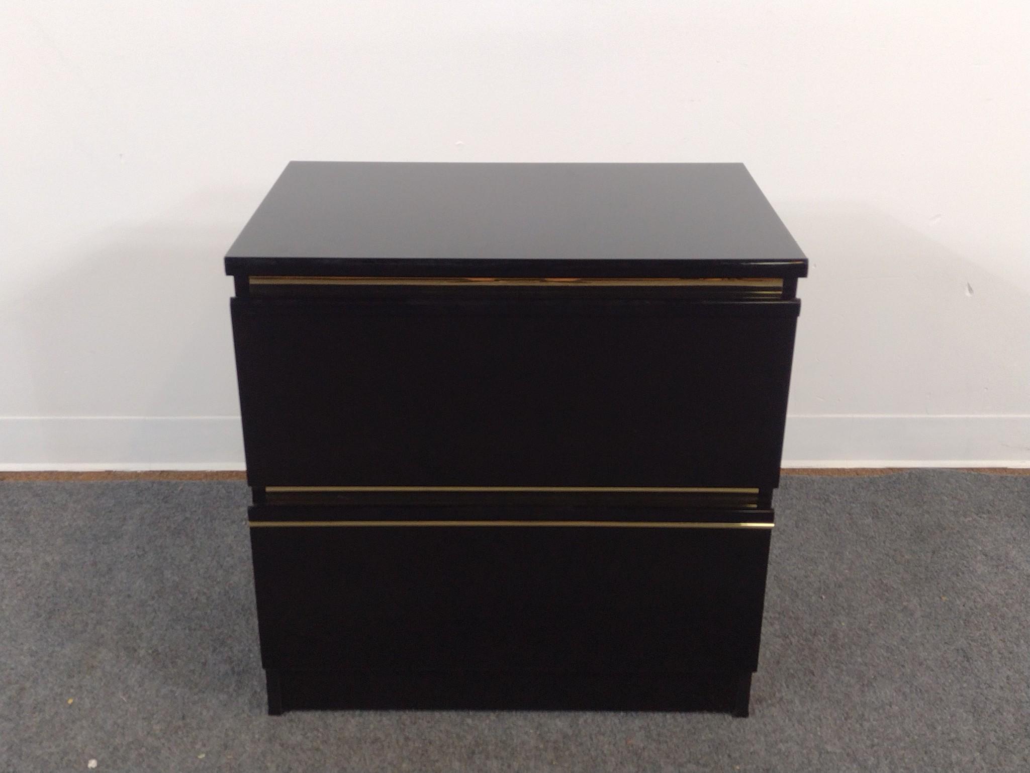 1980s Postmodern Piano Black Bedroom Set