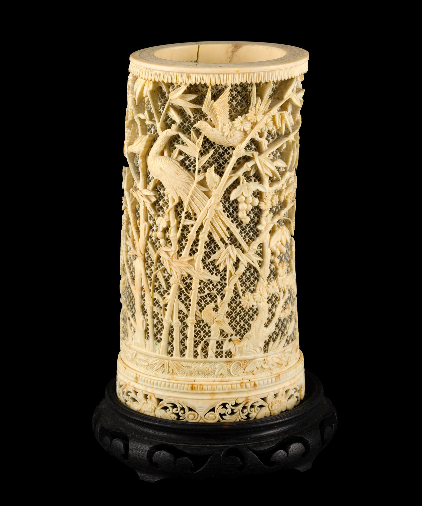 PA RESIDENTS ONLY: Carved Ivory Chinese Brush Pot