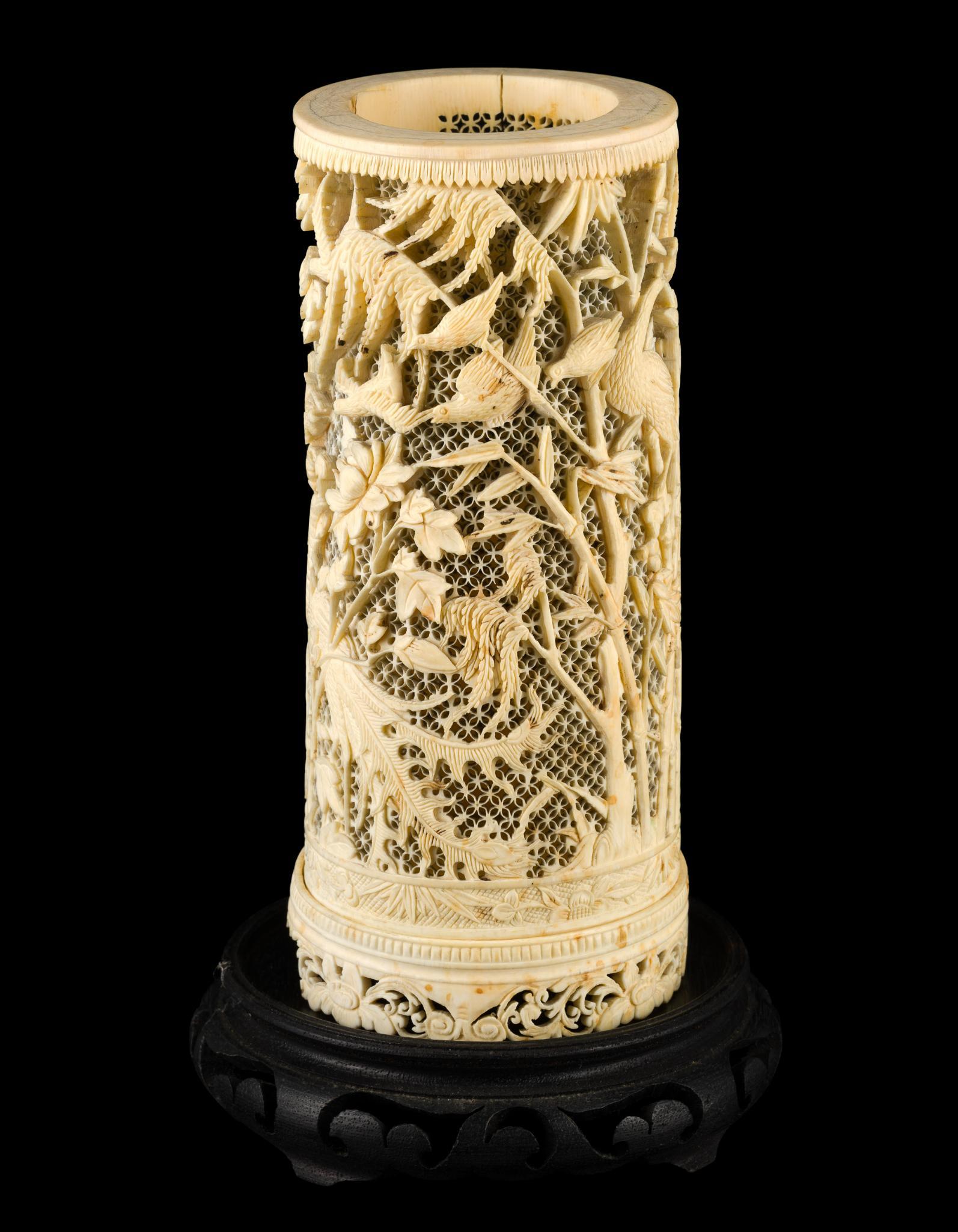 PA RESIDENTS ONLY: Carved Ivory Chinese Brush Pot