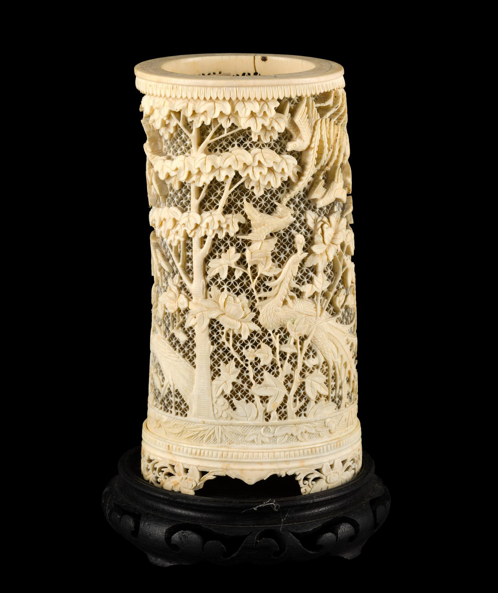 PA RESIDENTS ONLY: Carved Ivory Chinese Brush Pot