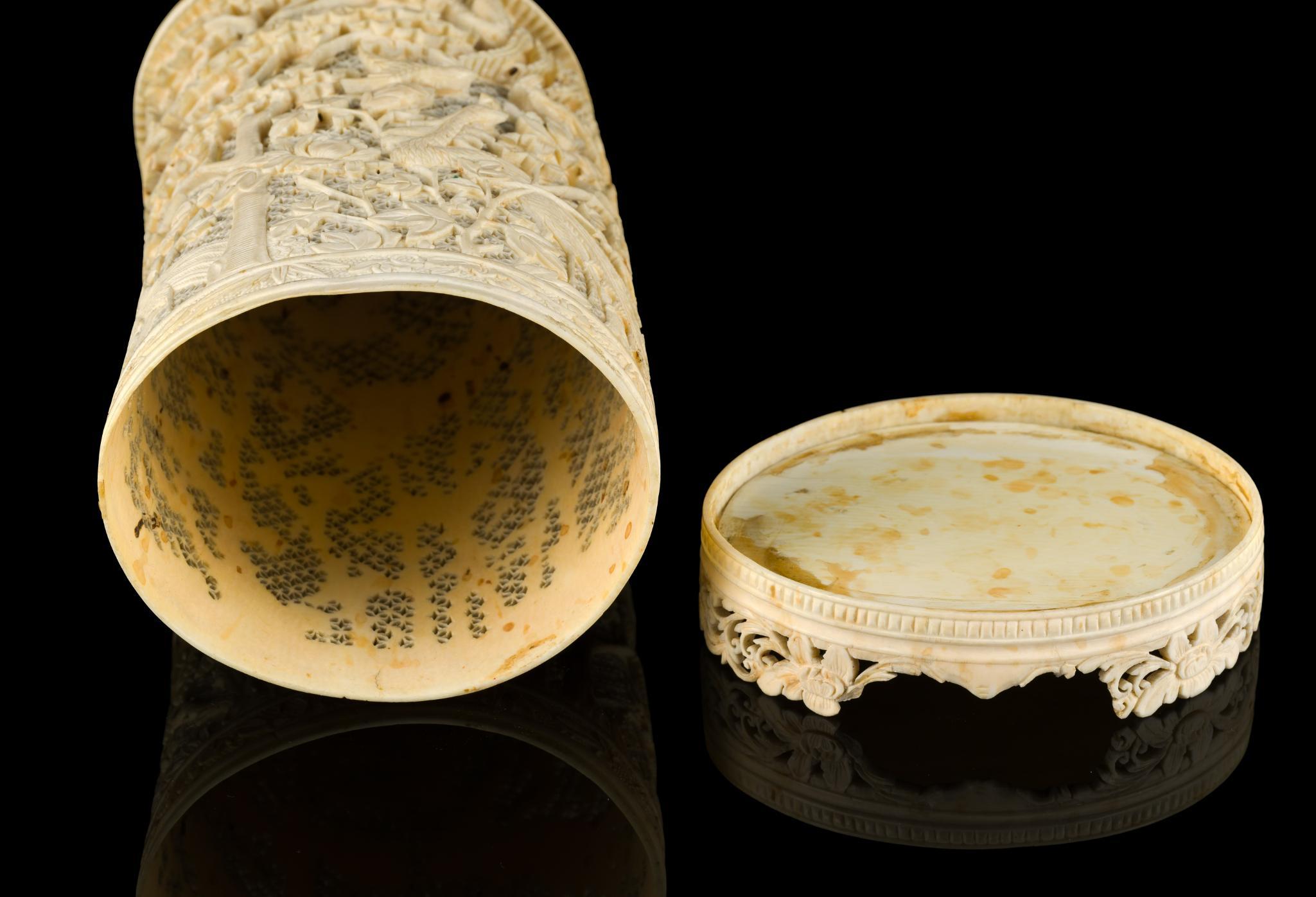 PA RESIDENTS ONLY: Carved Ivory Chinese Brush Pot