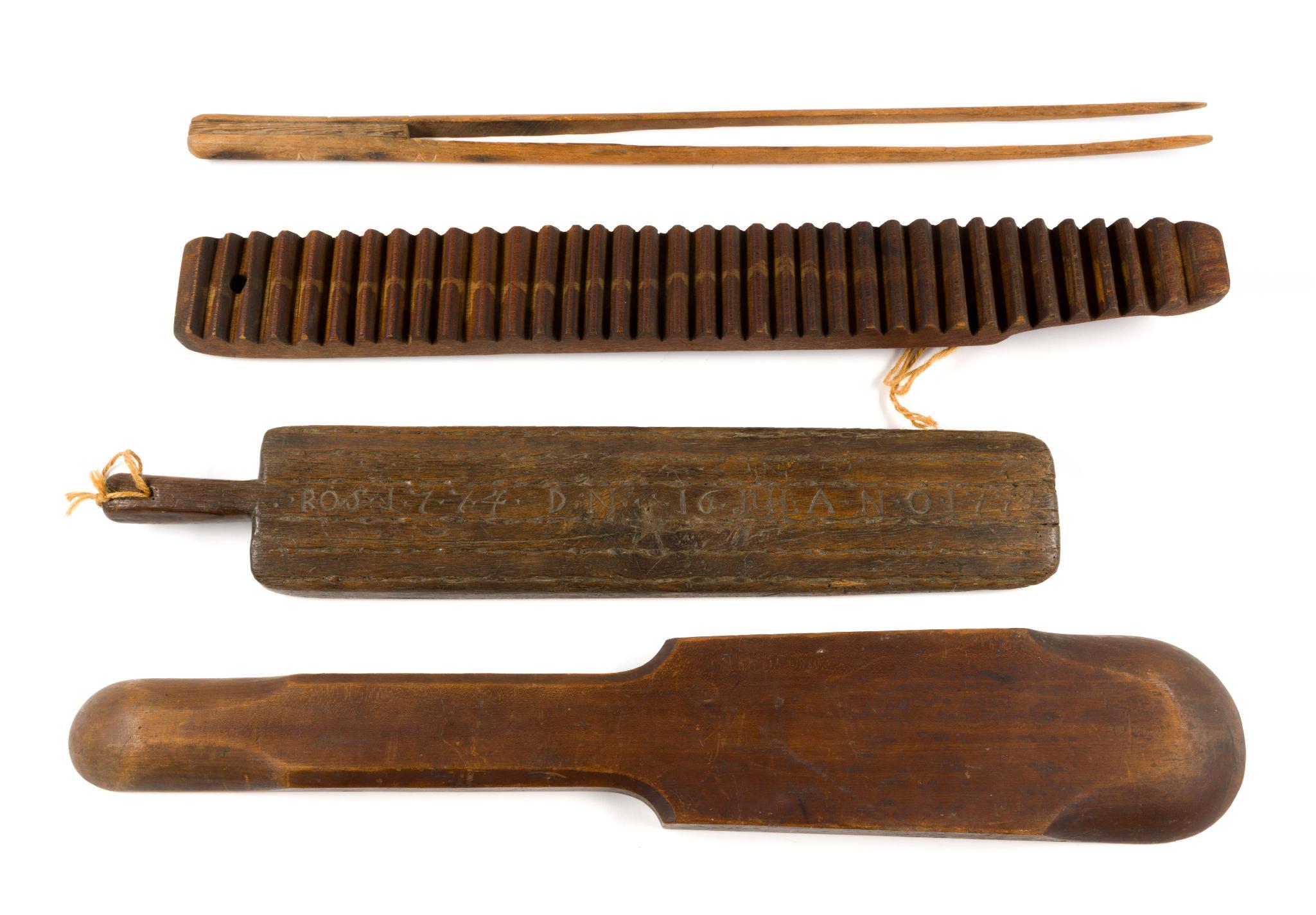 (Early Republic Era) 4 Antique Wooden Textile Tools