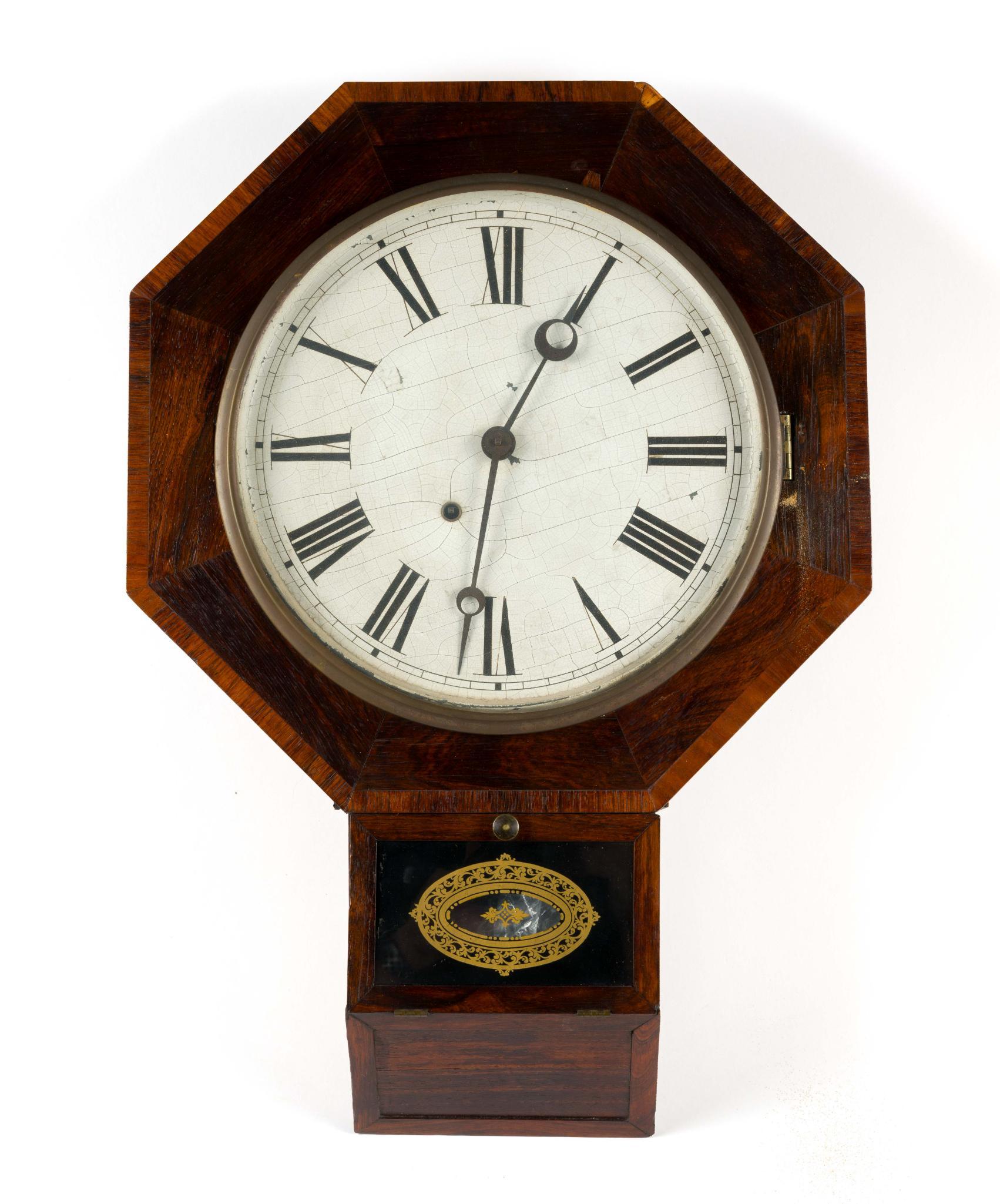 (Progressive Era) Antique Ansonia Schoolhouse-Style Wall Clock