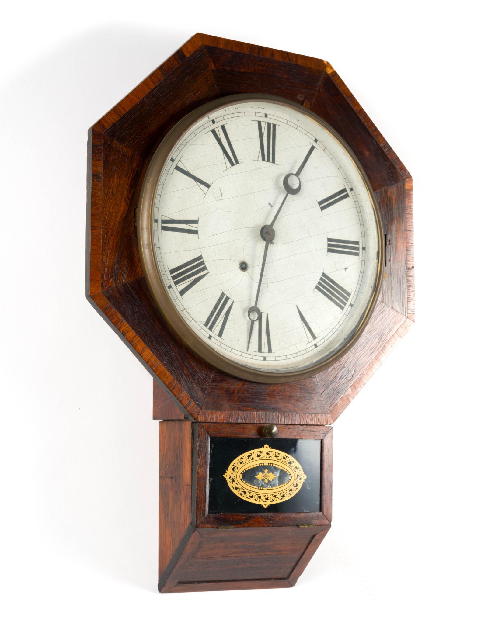 (Progressive Era) Antique Ansonia Schoolhouse-Style Wall Clock