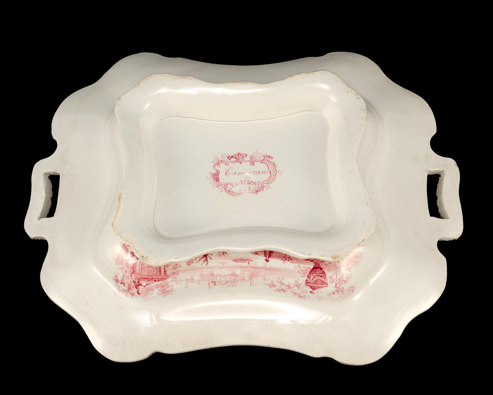 (Gilded Age Era) Clews Red/White Covered Vegetable Dish