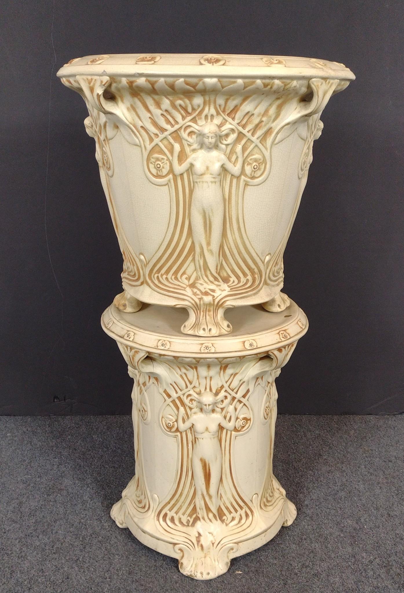 Weller Art Nouveau Jardiniere & Pedestal