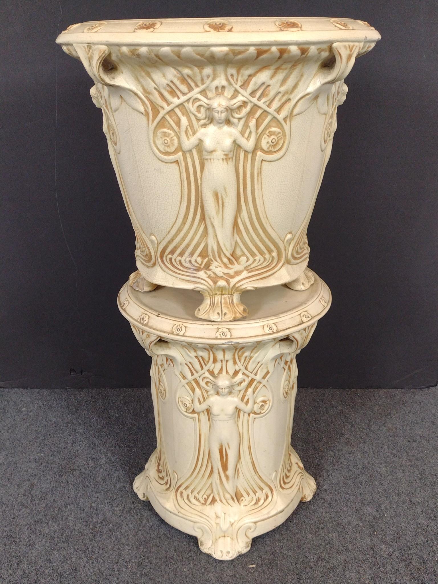 Weller Art Nouveau Jardiniere & Pedestal