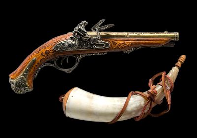 1806 Napoleonic Double-Barrel Flintlock Pistol Replica. Non firing 1806 Napoleonic double-barrel 