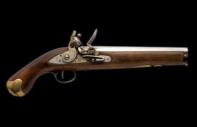 Japanese Reproduction Flinklock Pistol, approx 20 ga. Serial No. 413 This reproduction 