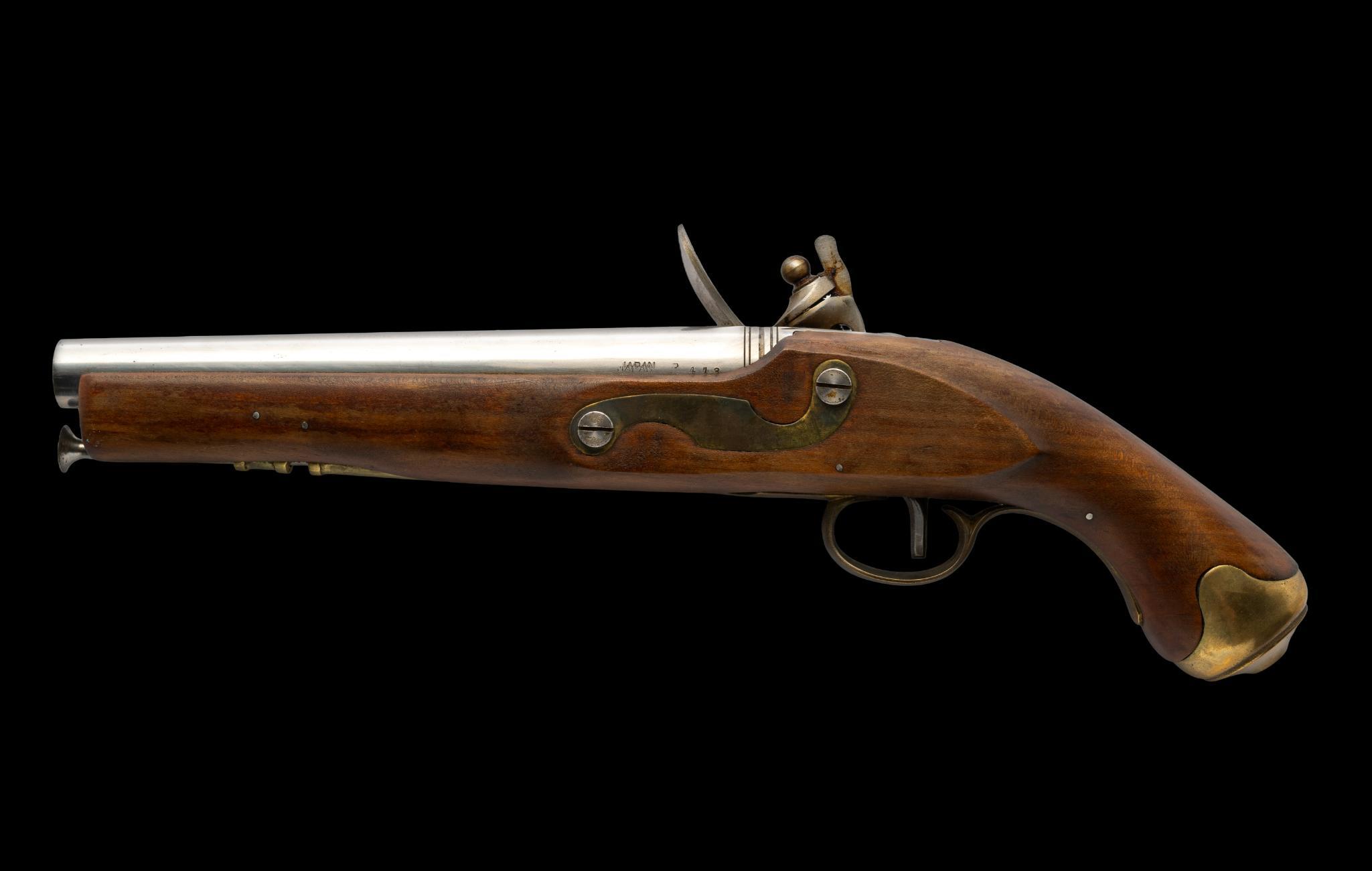 Japanese Reproduction Flinklock Pistol, approx 20 ga.