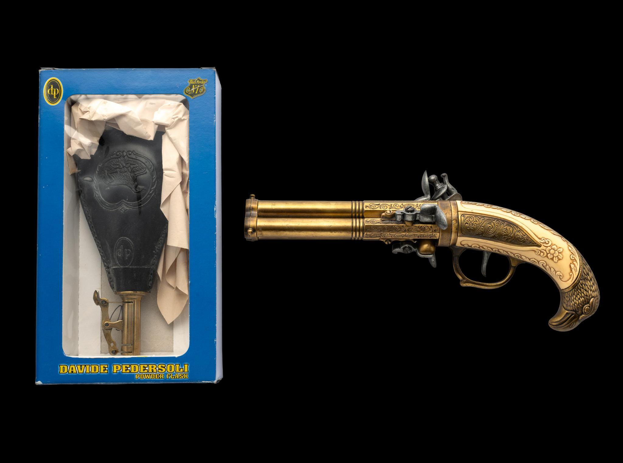 18th Century French 3 Barrel Flintlock Pistol Non-Firing Replica