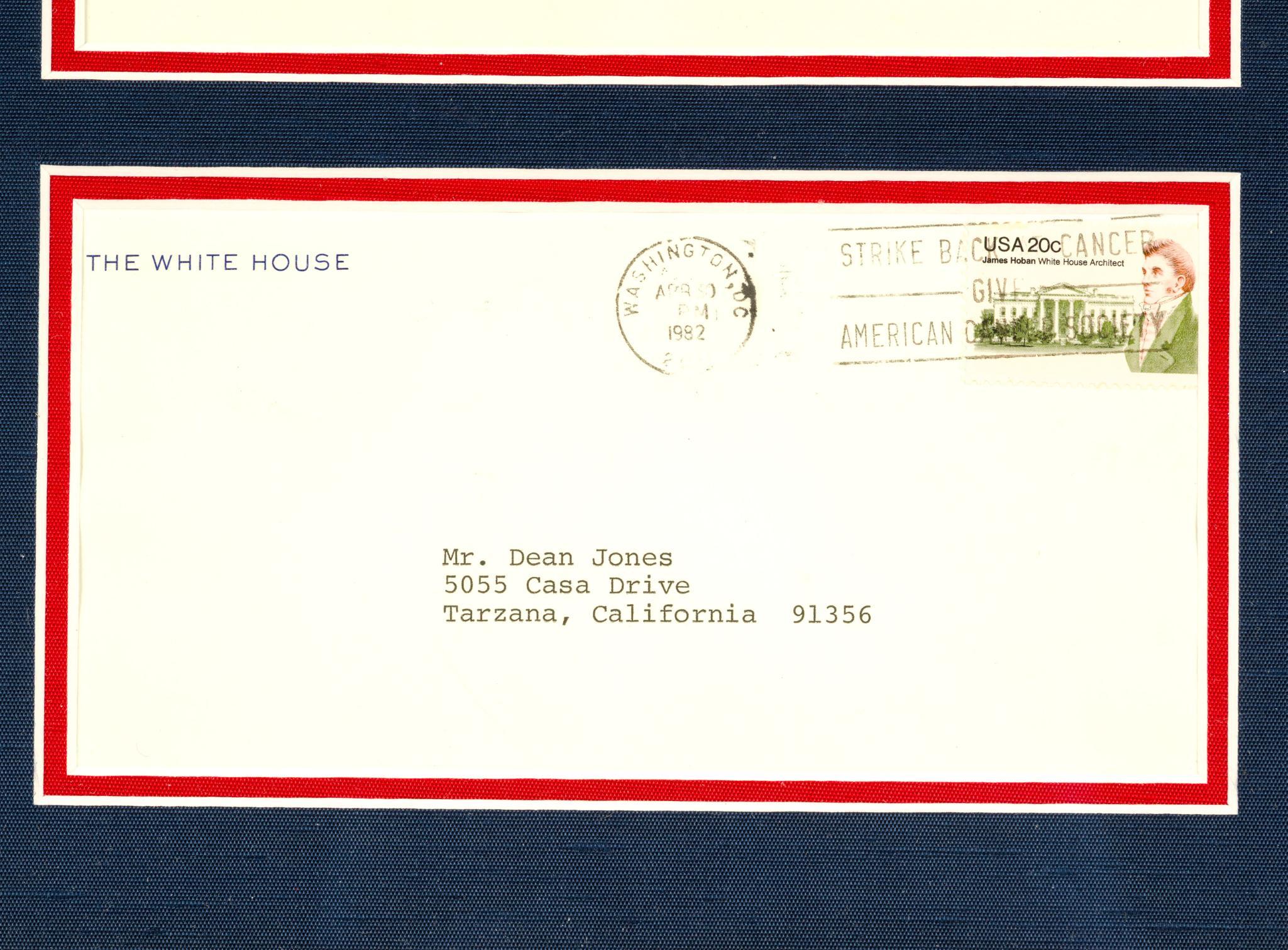 Framed Letter from Ronald Regan to Dean Jones