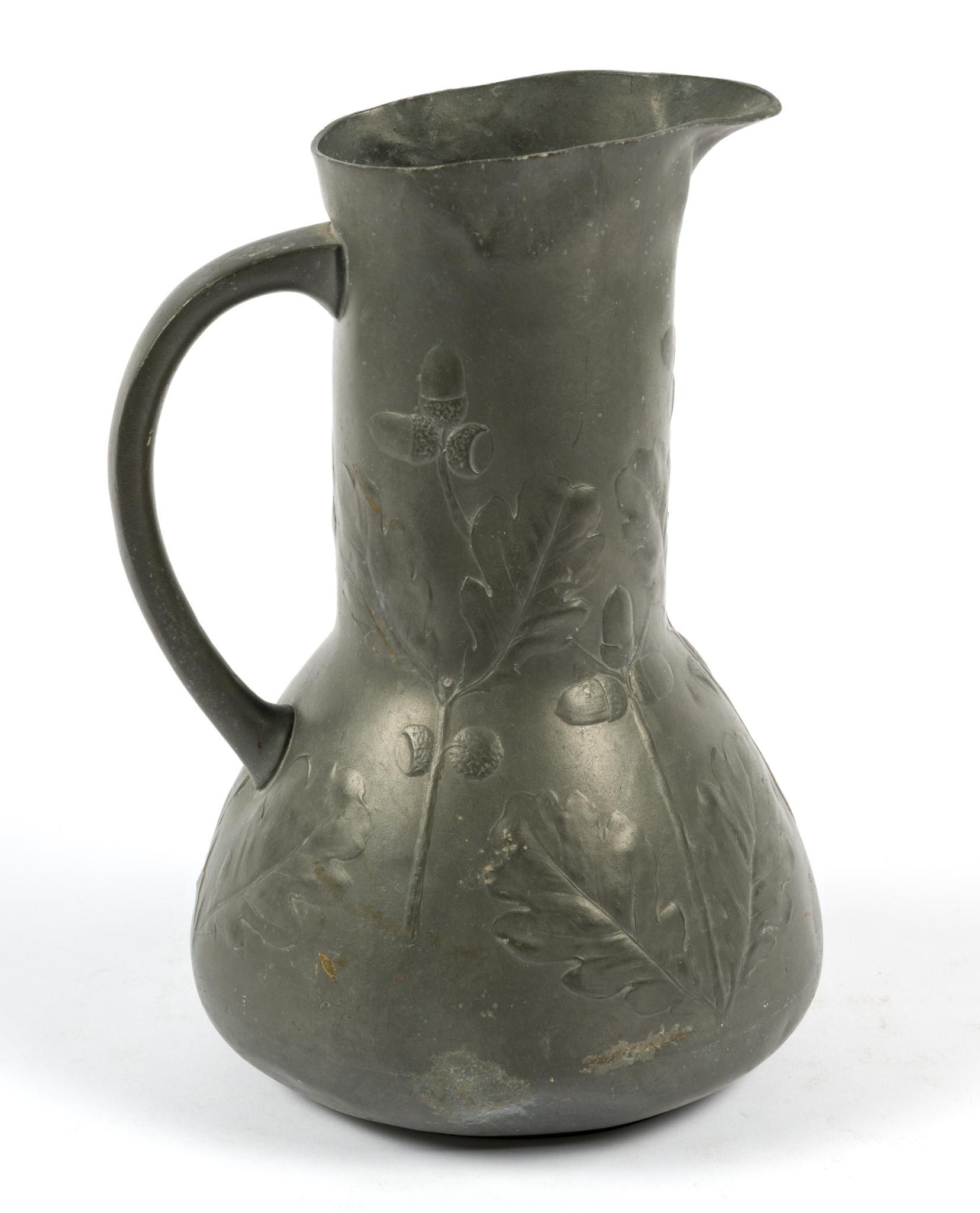 Antique Pewter Kayserzinn Art Nouveau Pitcher