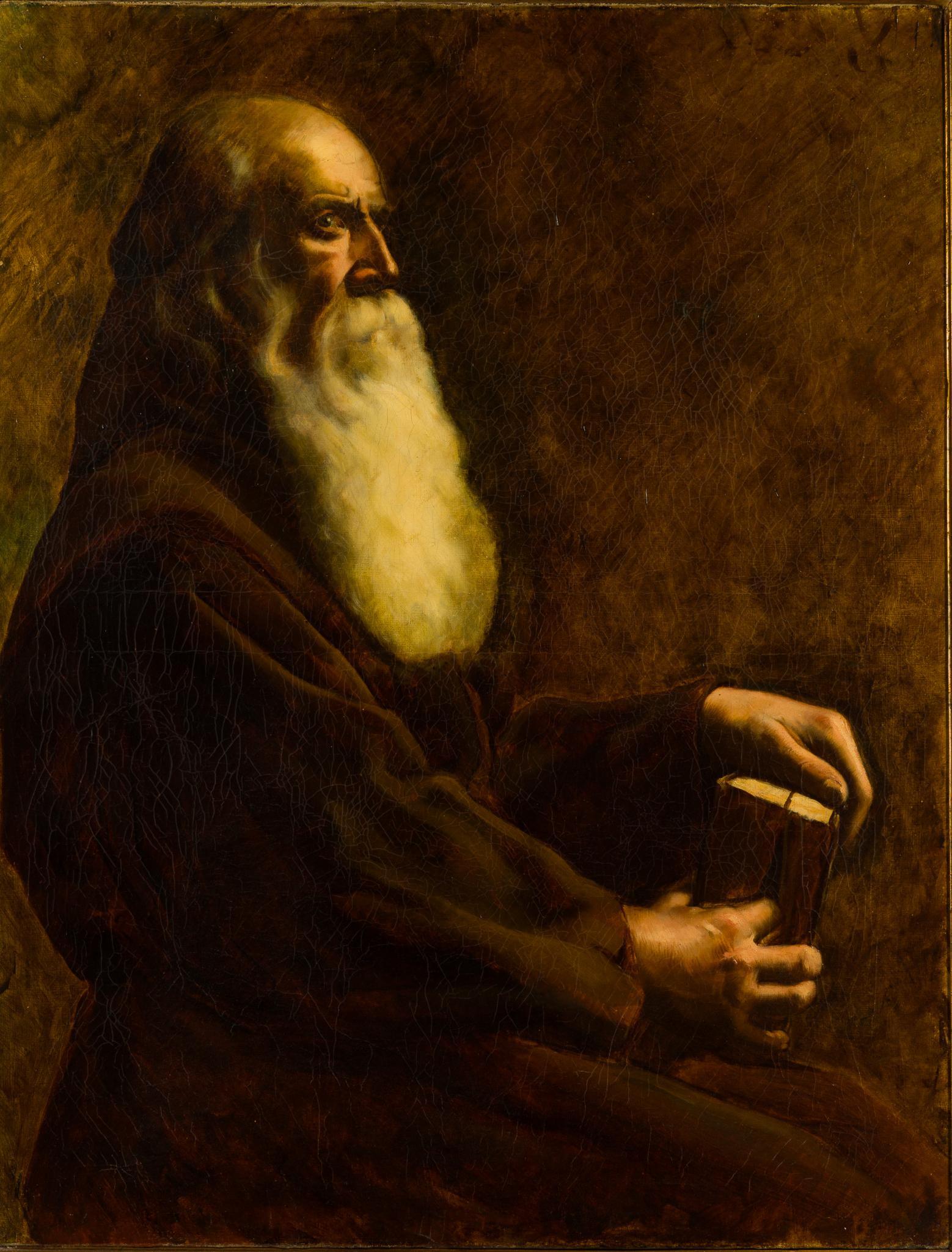 Antique Oil on Canvas Portrait of Monk
