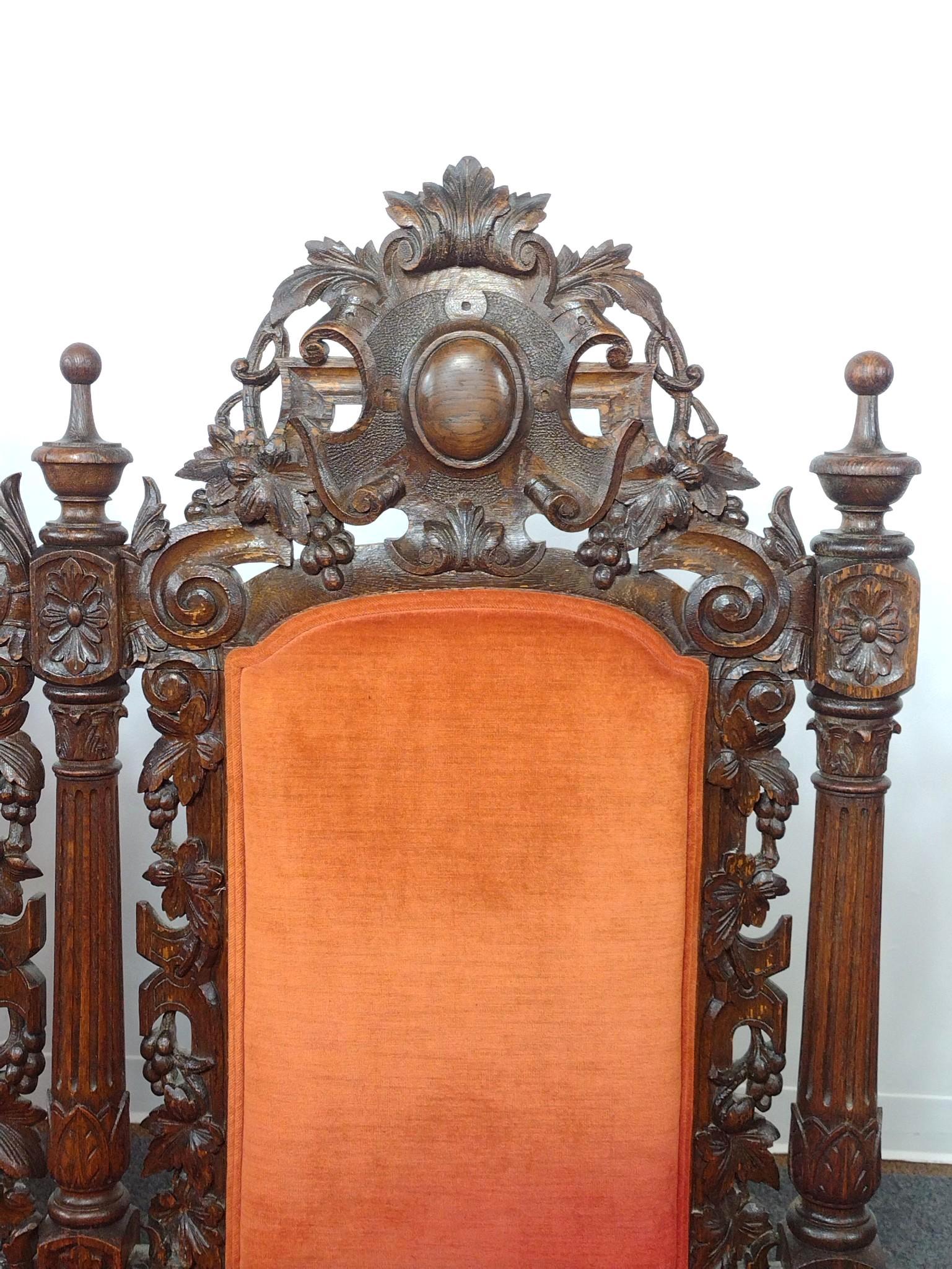 Late 19th C Renaissance Revival Deer Hunt Hall Sofa