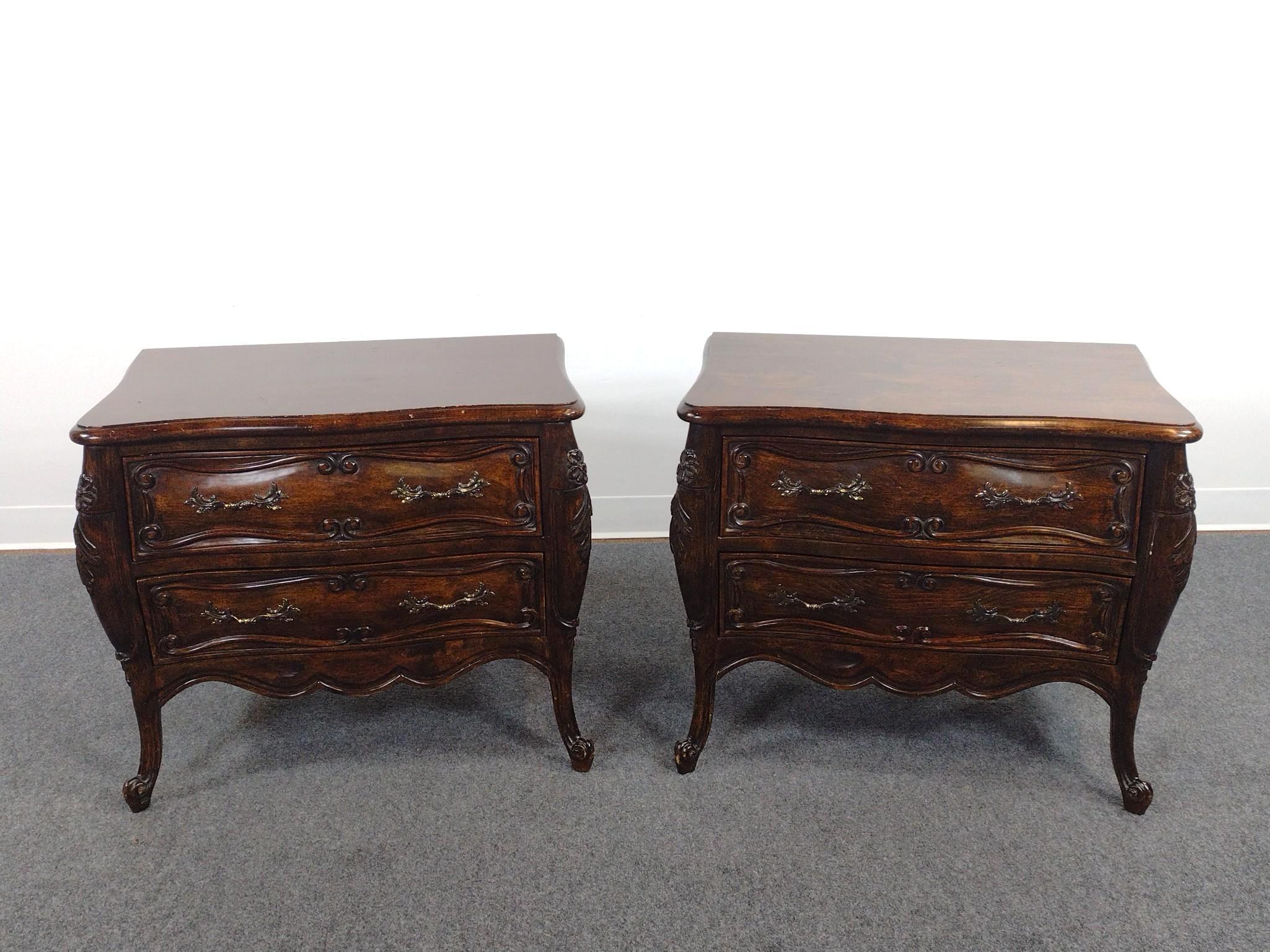 Fremarc Designs French Provincial Style Bombe Nightstands