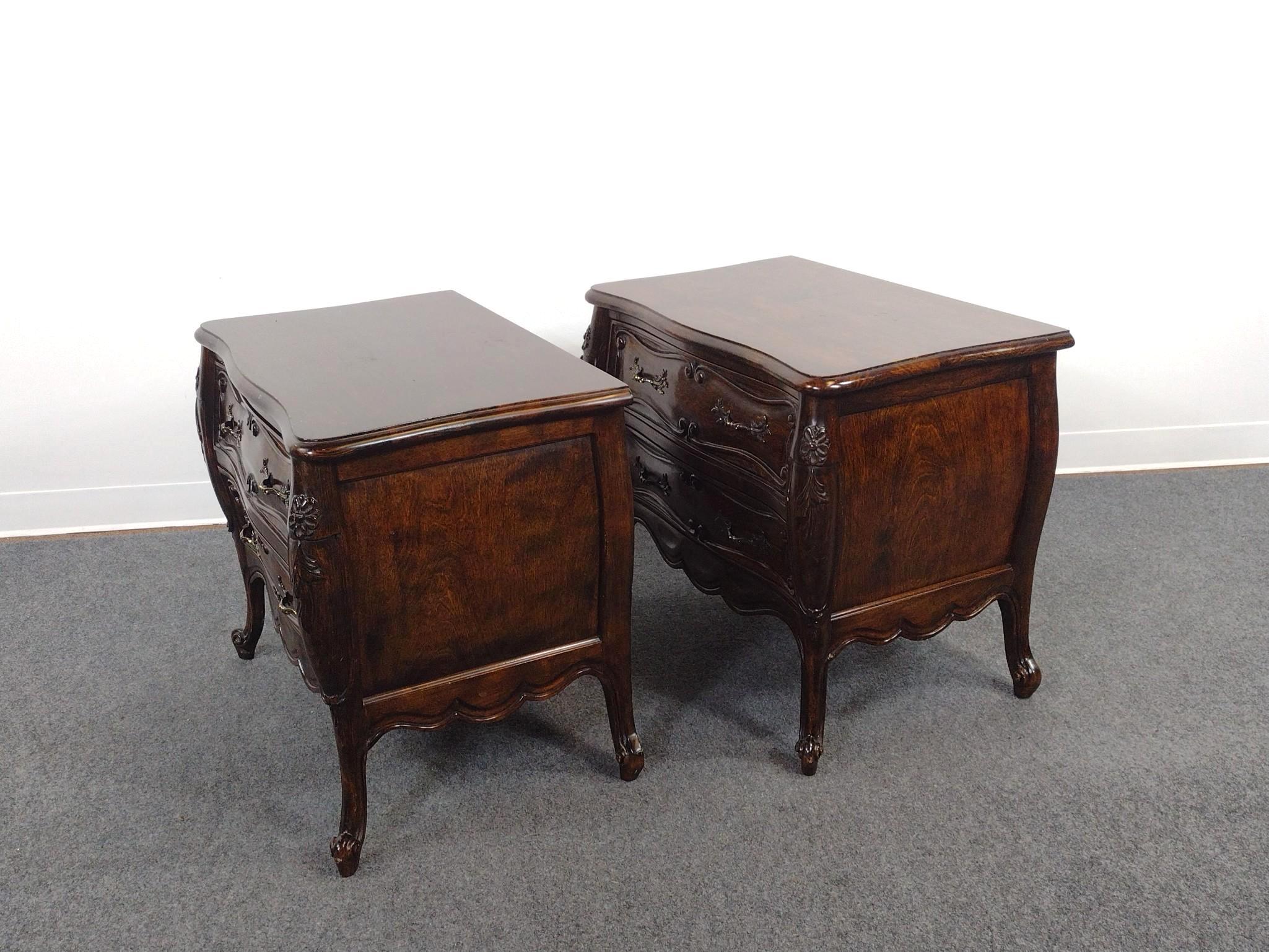 Fremarc Designs French Provincial Style Bombe Nightstands