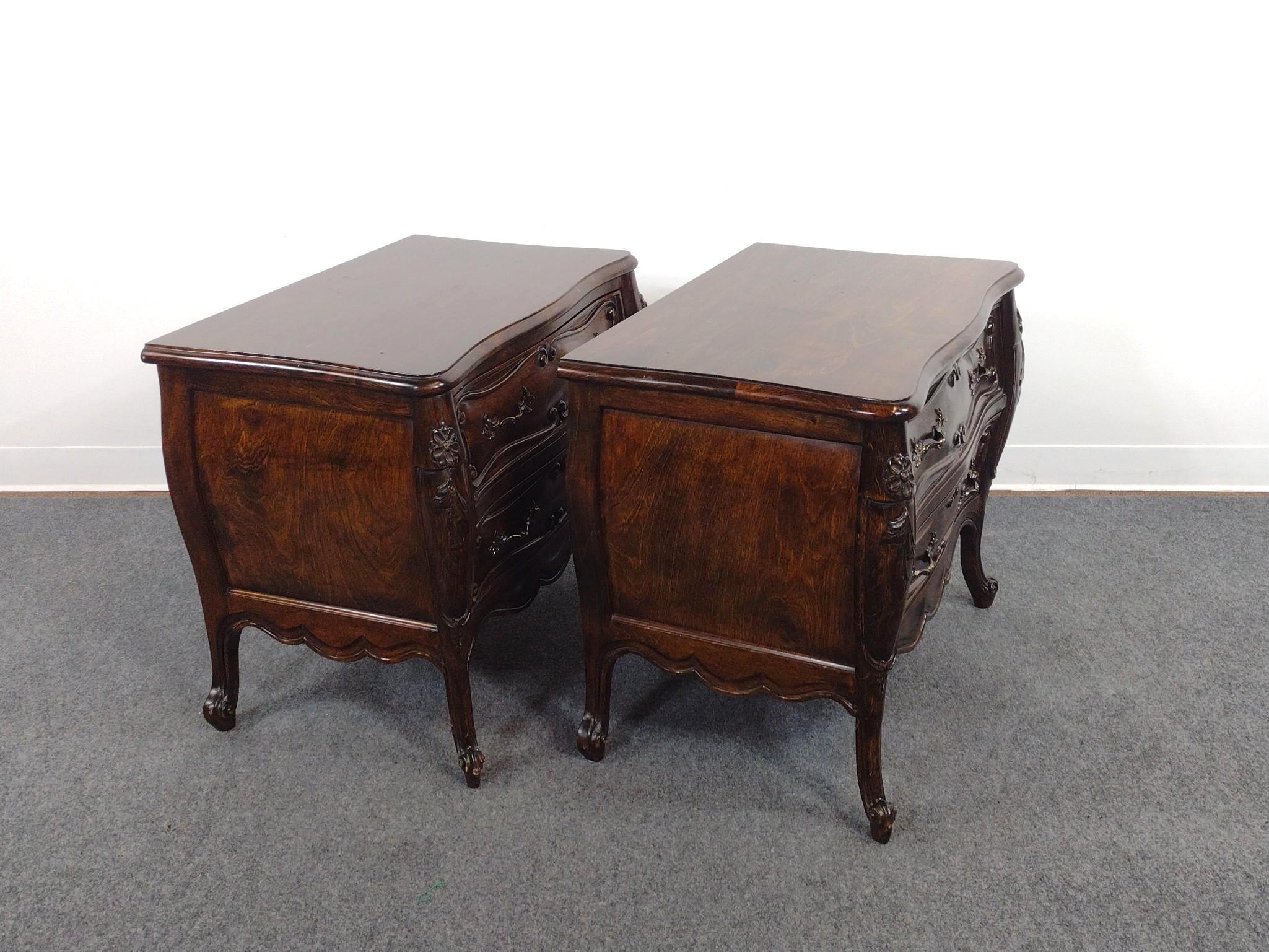 Fremarc Designs French Provincial Style Bombe Nightstands