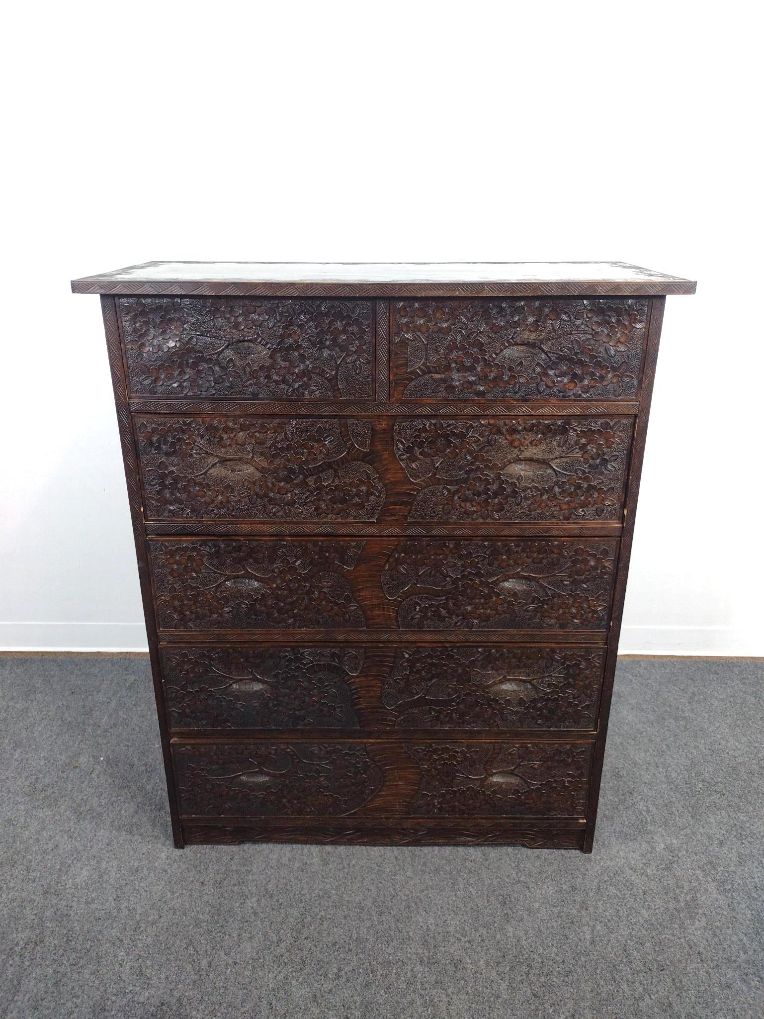 Japanese Style Tall Chest of Drawers