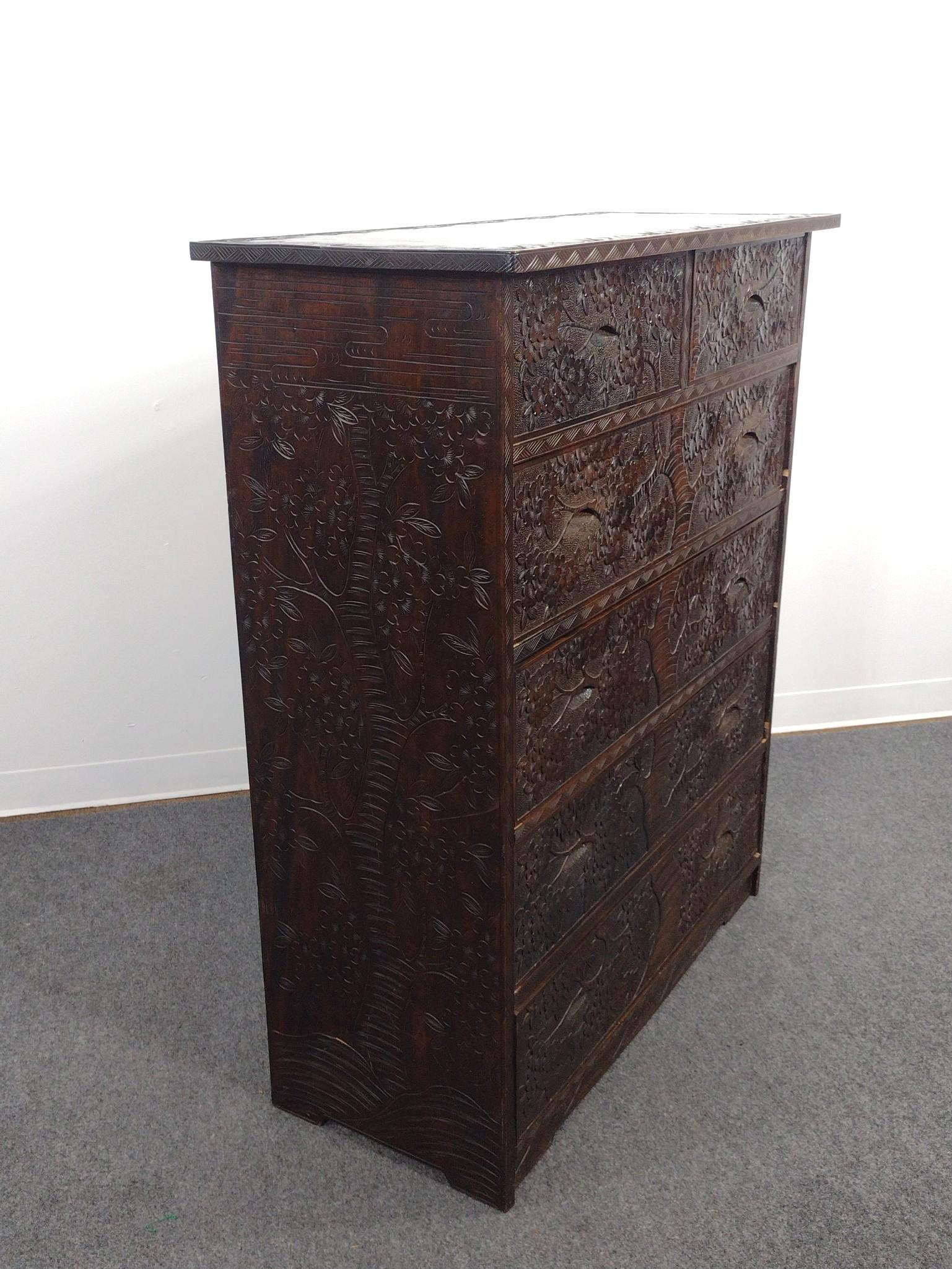Japanese Style Tall Chest of Drawers
