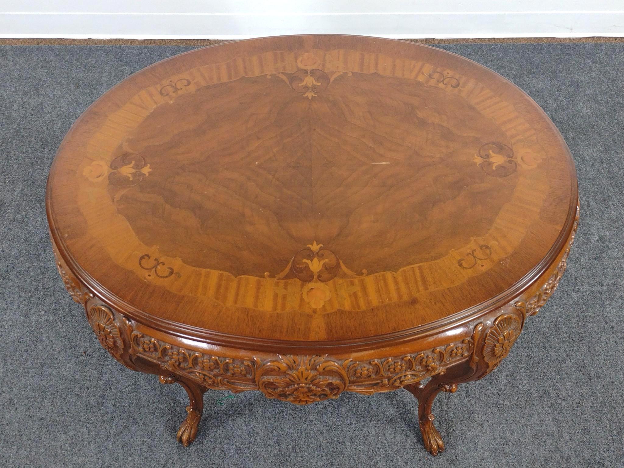 Carved and Inlaid Parlor Table