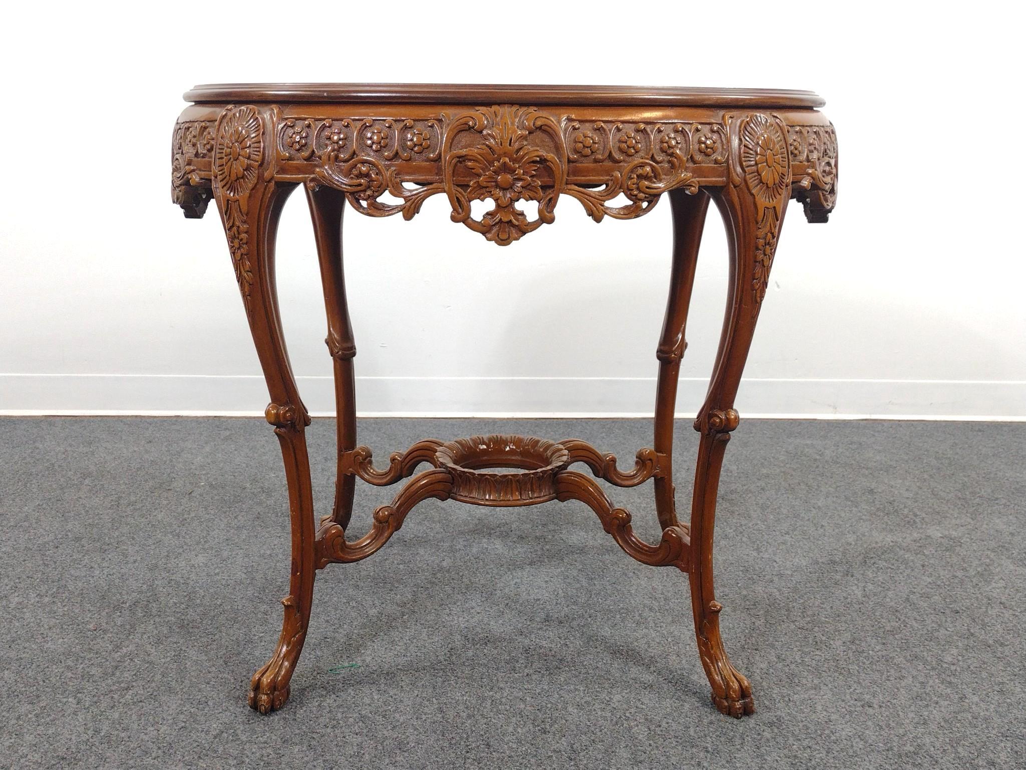 Carved and Inlaid Parlor Table