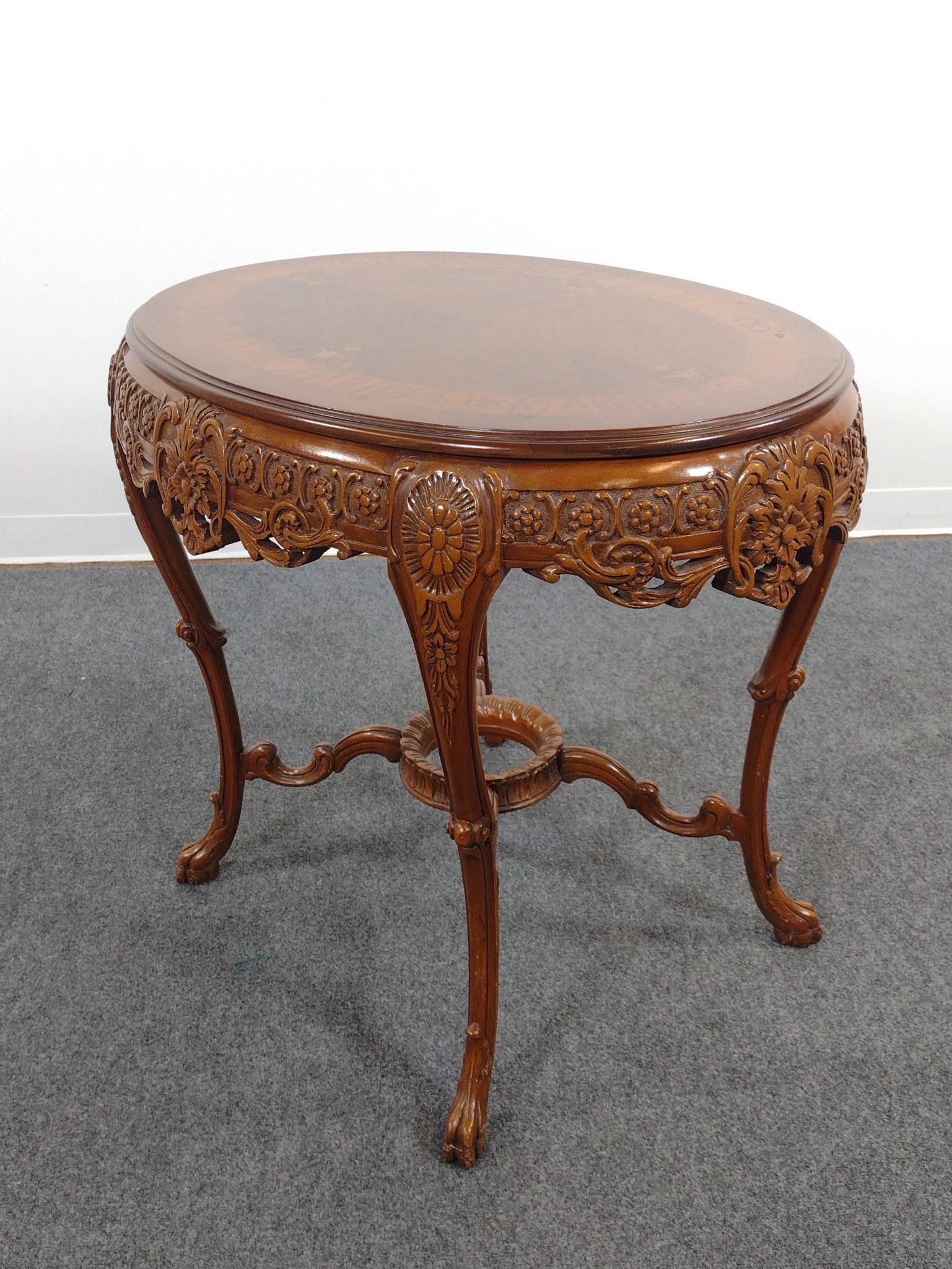 Carved and Inlaid Parlor Table