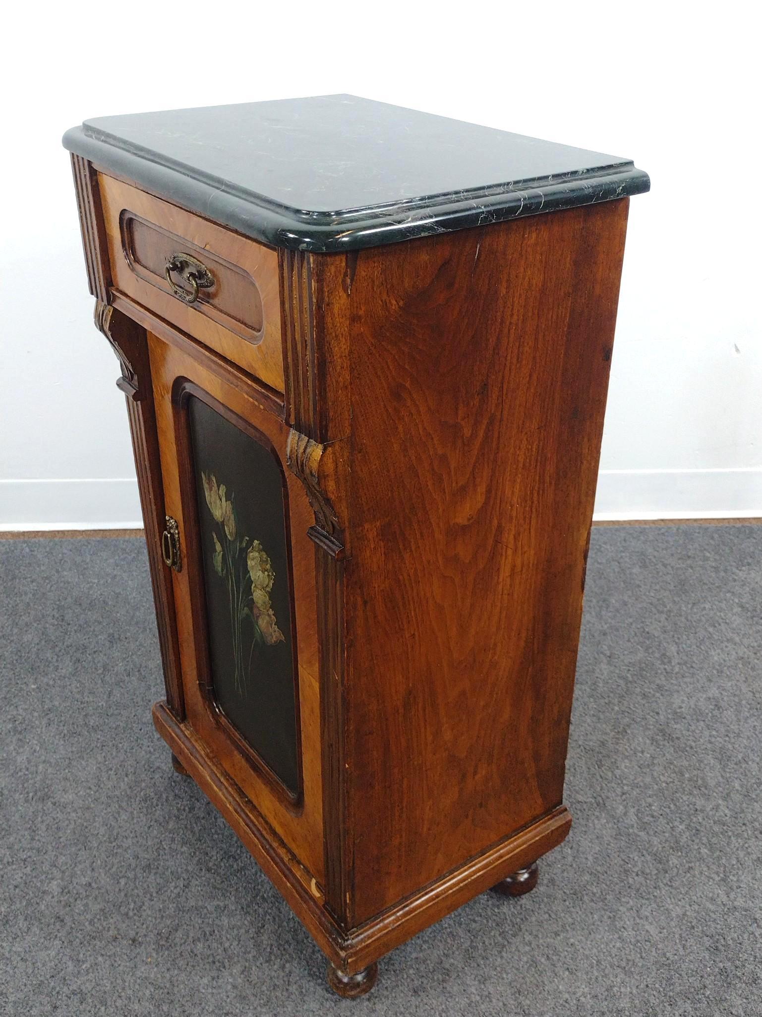 Marble Top Cabinet Flower Painted Cabinet