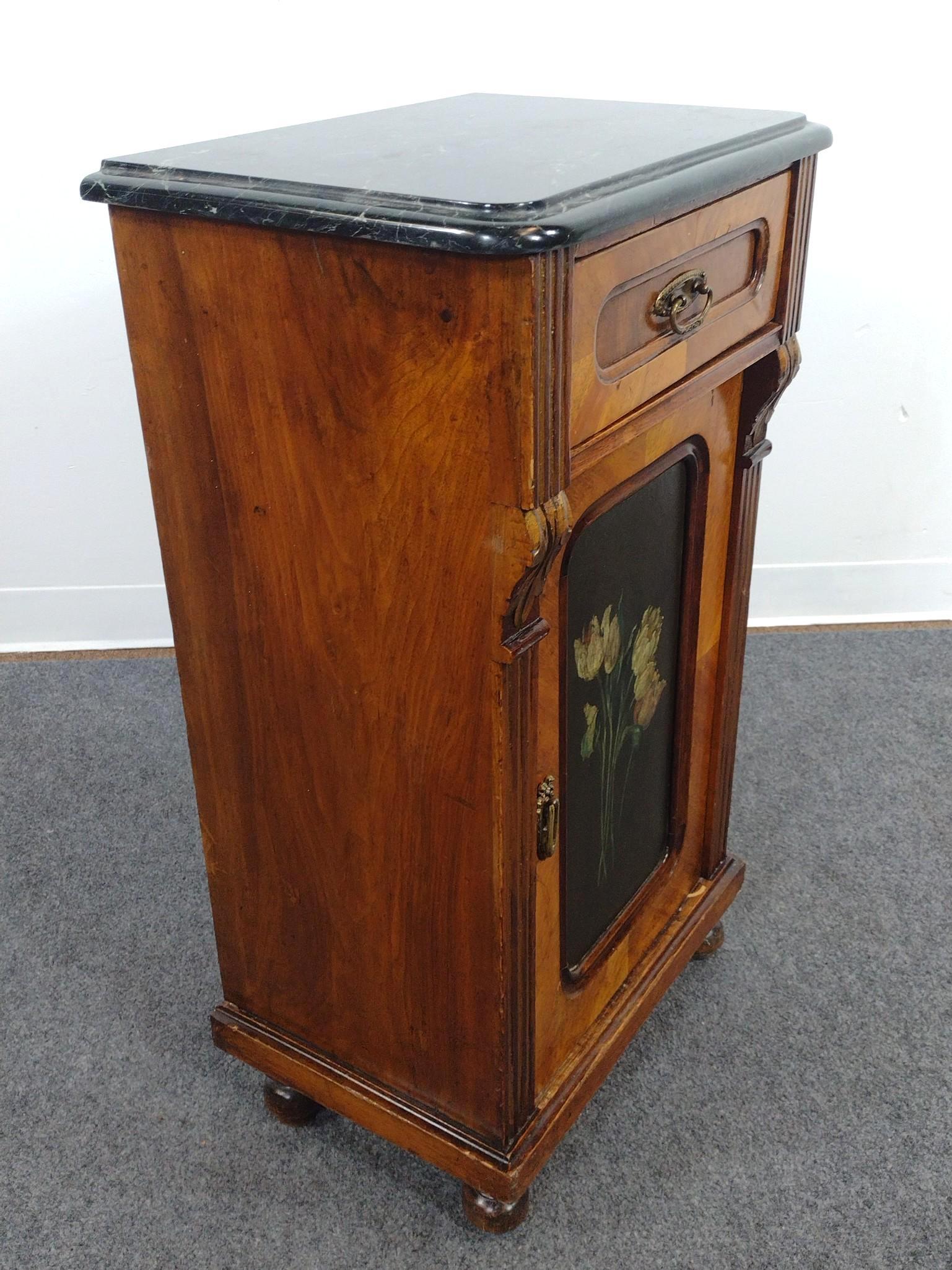 Marble Top Cabinet Flower Painted Cabinet