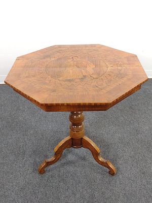 19th C Italian Sorrento Marquetry Occasional Table. 30" wide X 29-3/4" deep X 29-1/2" high. Top 