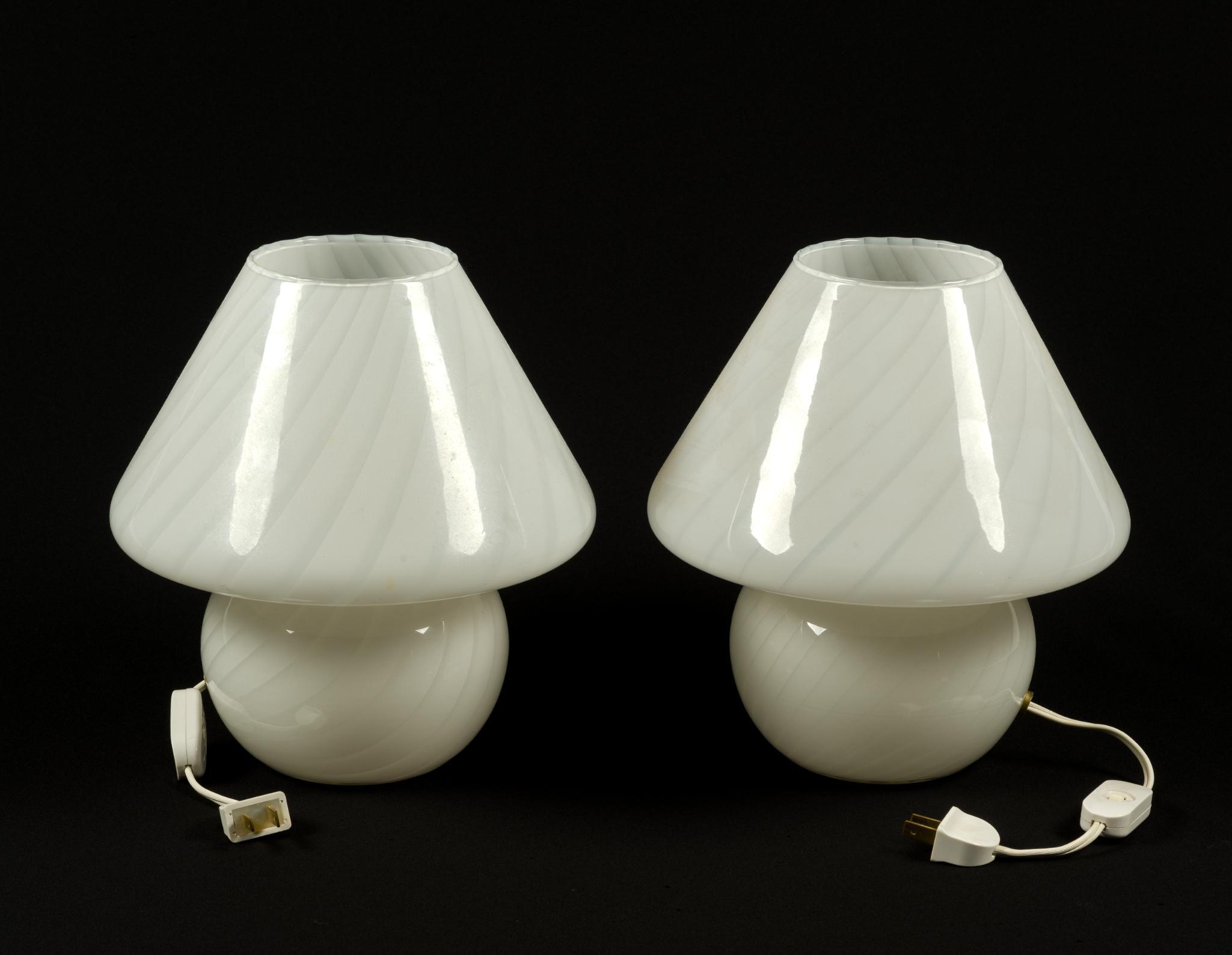 Vintage Murano Art Glass Mushroom Lamps