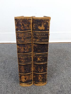 "Round the World With General Grant" by John Russell Young. 1879. Fine leather-bound copies of 