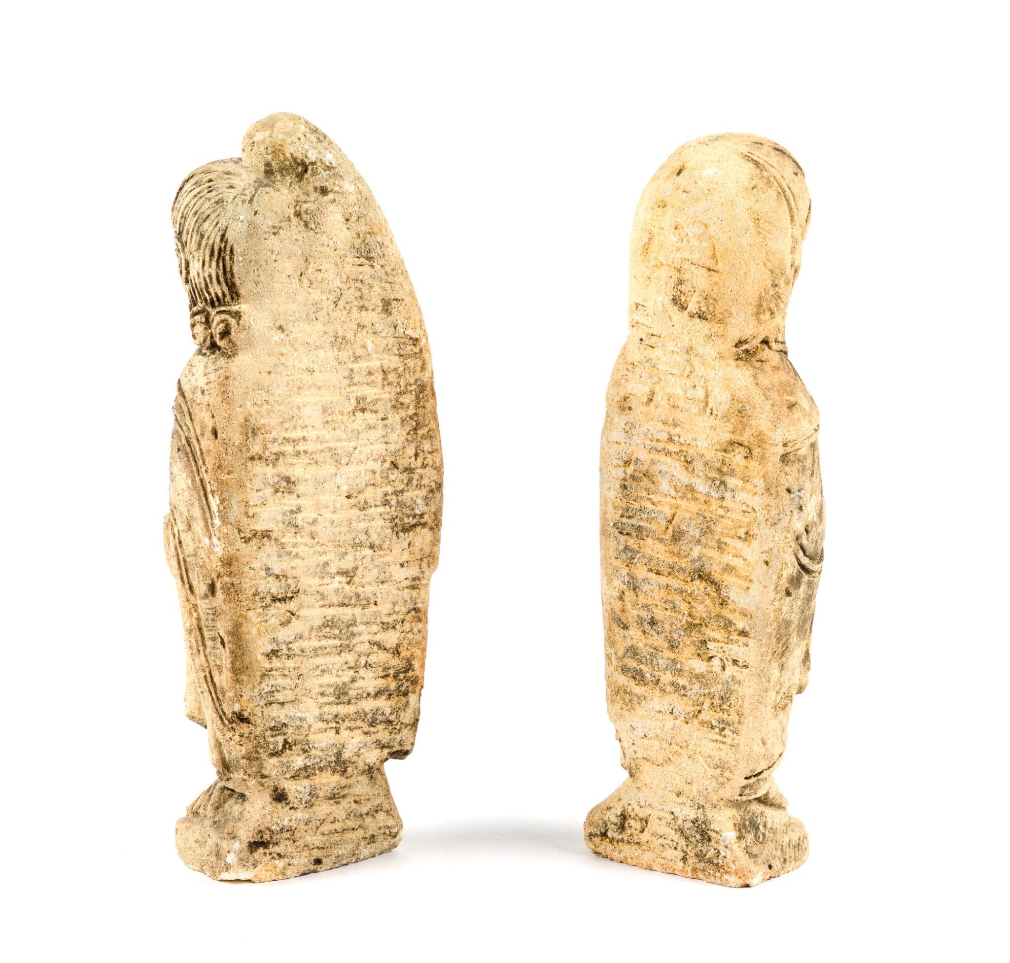 2 Romanesque Style Limestone Figures