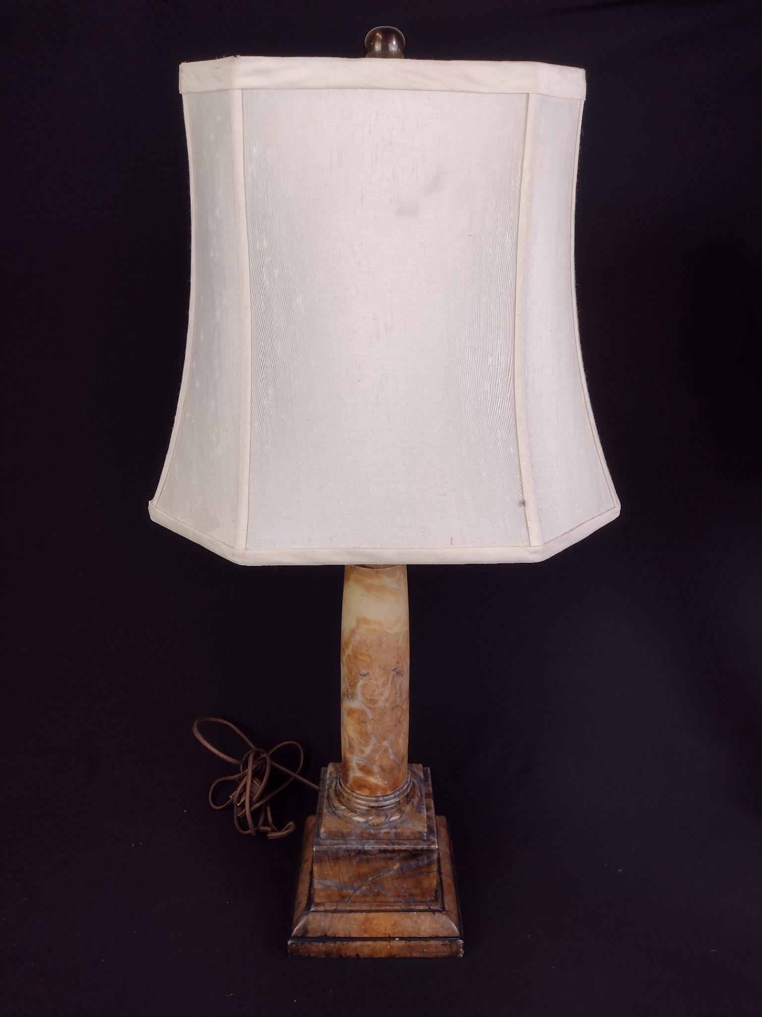 Pair of Faux Marble Base Decorative Lamps
