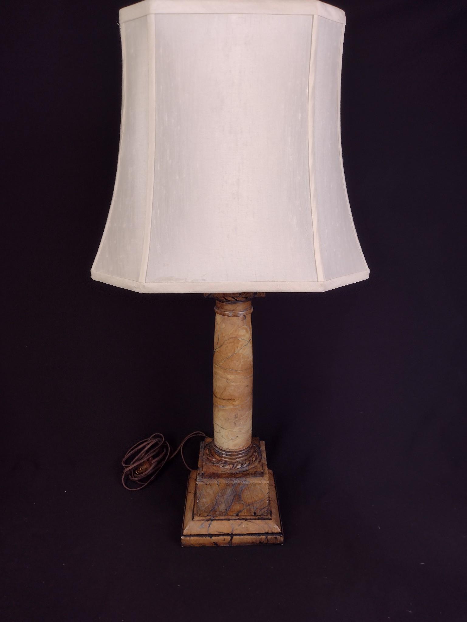 Pair of Faux Marble Base Decorative Lamps