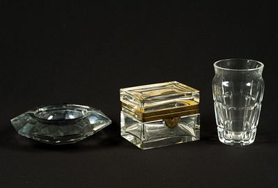 Vintage Ashtray, Trinket Box, and Vase. Ashtray marked. Vase 6-1/2" tall. Provenance: From the 