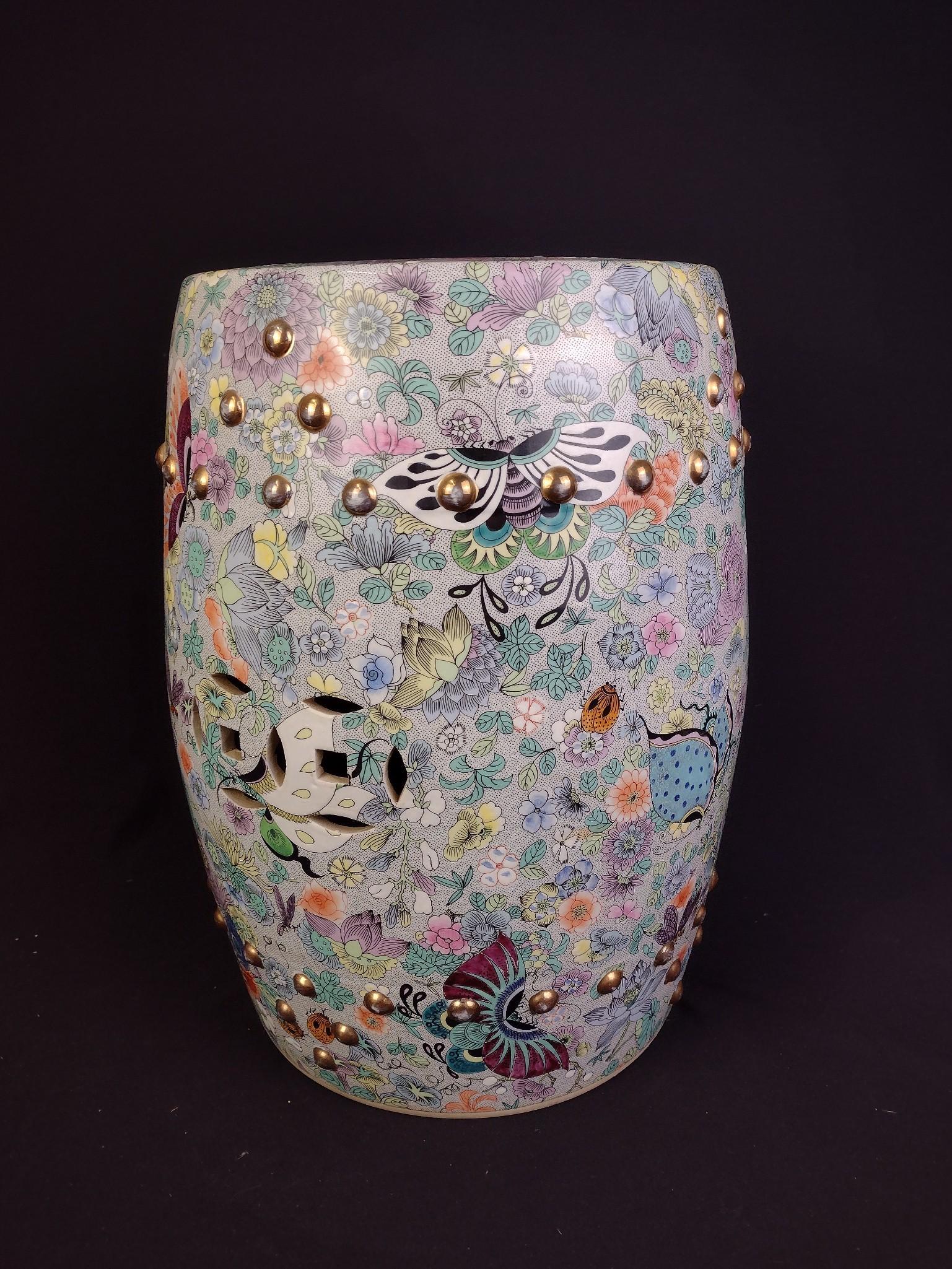 Chinese Famille Rose Garden Stool