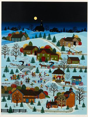 Jane Wooster Scott "Skater's Moon at Soda Springs" Signed Print. Signed lower right. Edition 