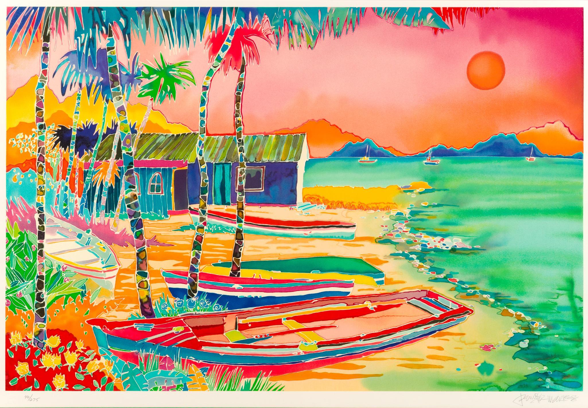 Jennifer Markes "Shoreside at Sunset" Signed Print