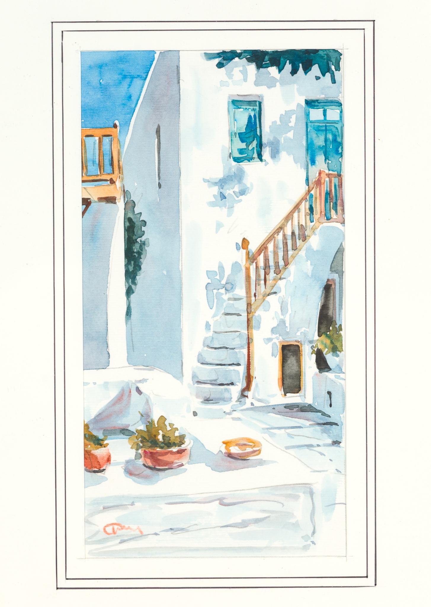 4 Framed Scenic Watercolors