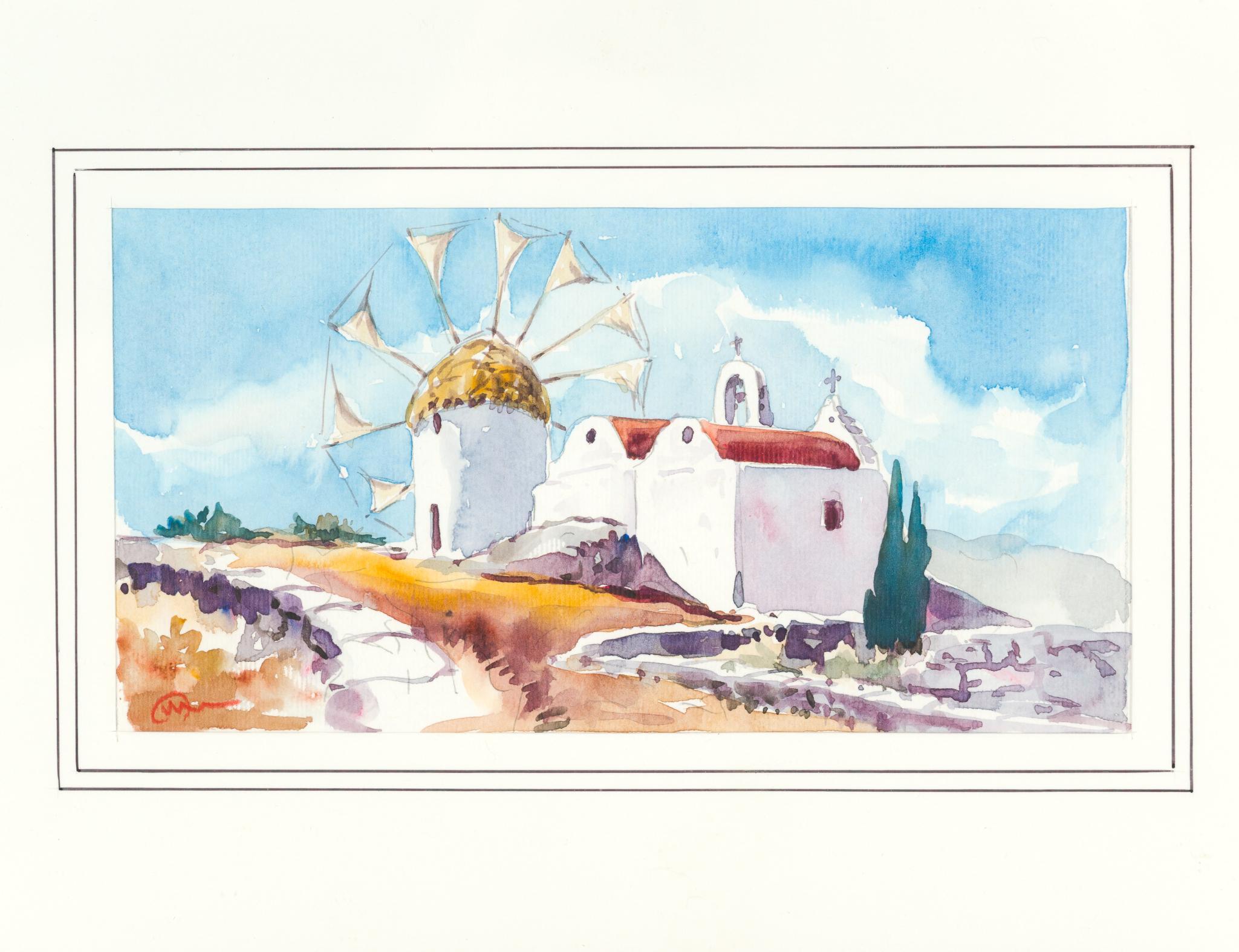 4 Framed Scenic Watercolors