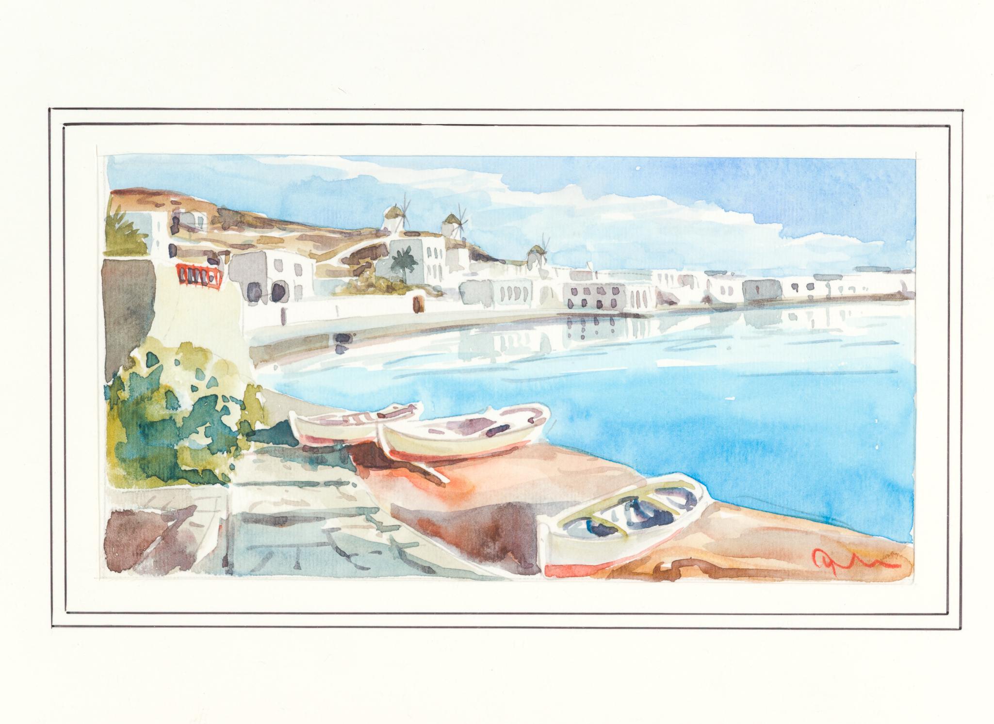 4 Framed Scenic Watercolors